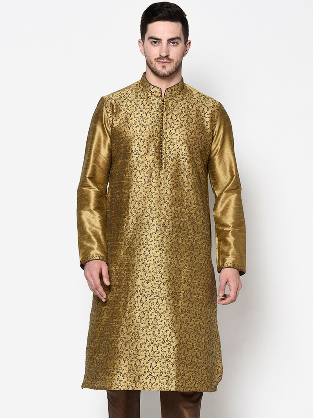 

DEYANN Men Brown Dupion Silk Kurta with Pyjamas