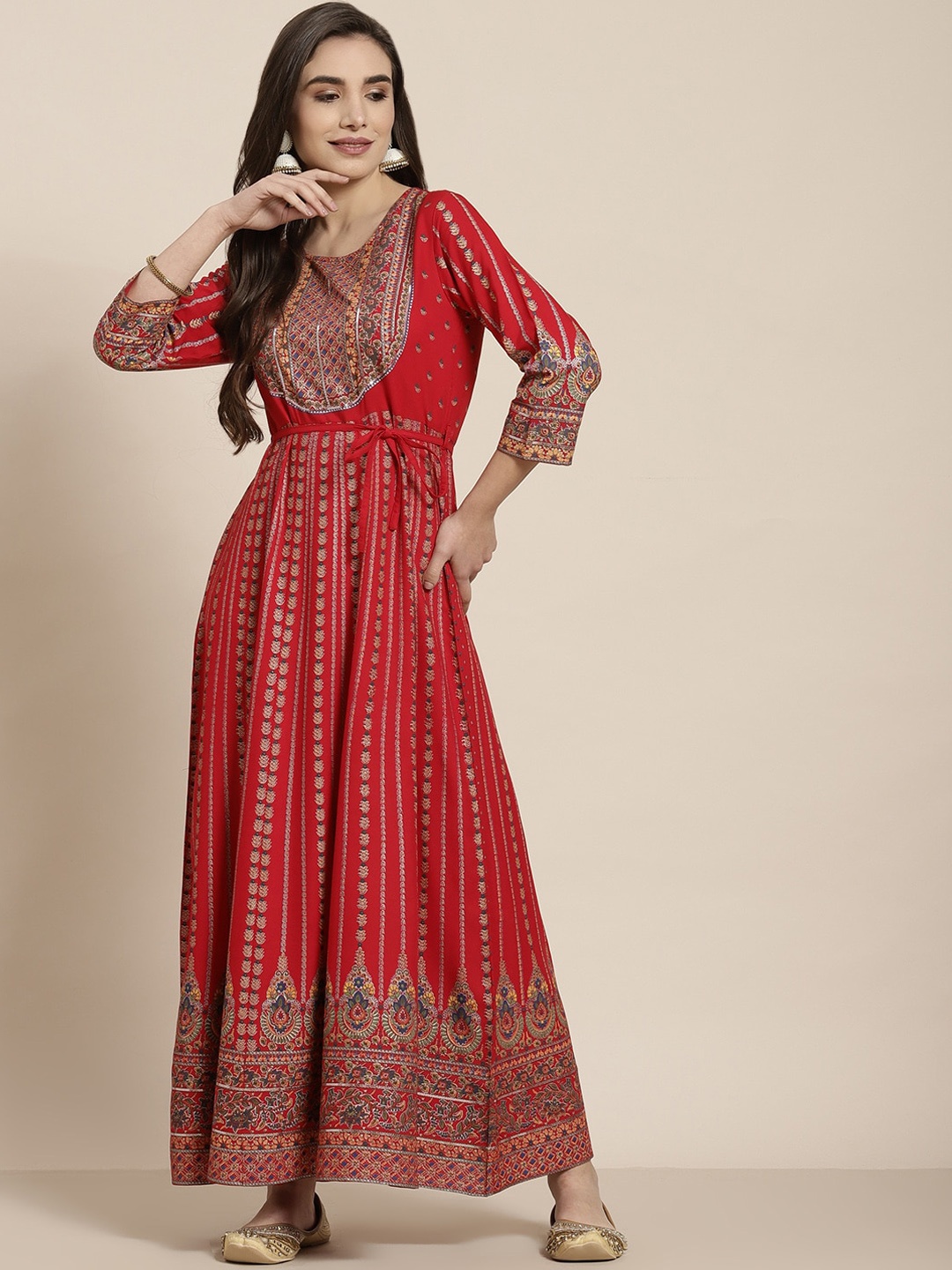 

Juniper Women Red Ethnic Motifs Printed Anarkali Kurta