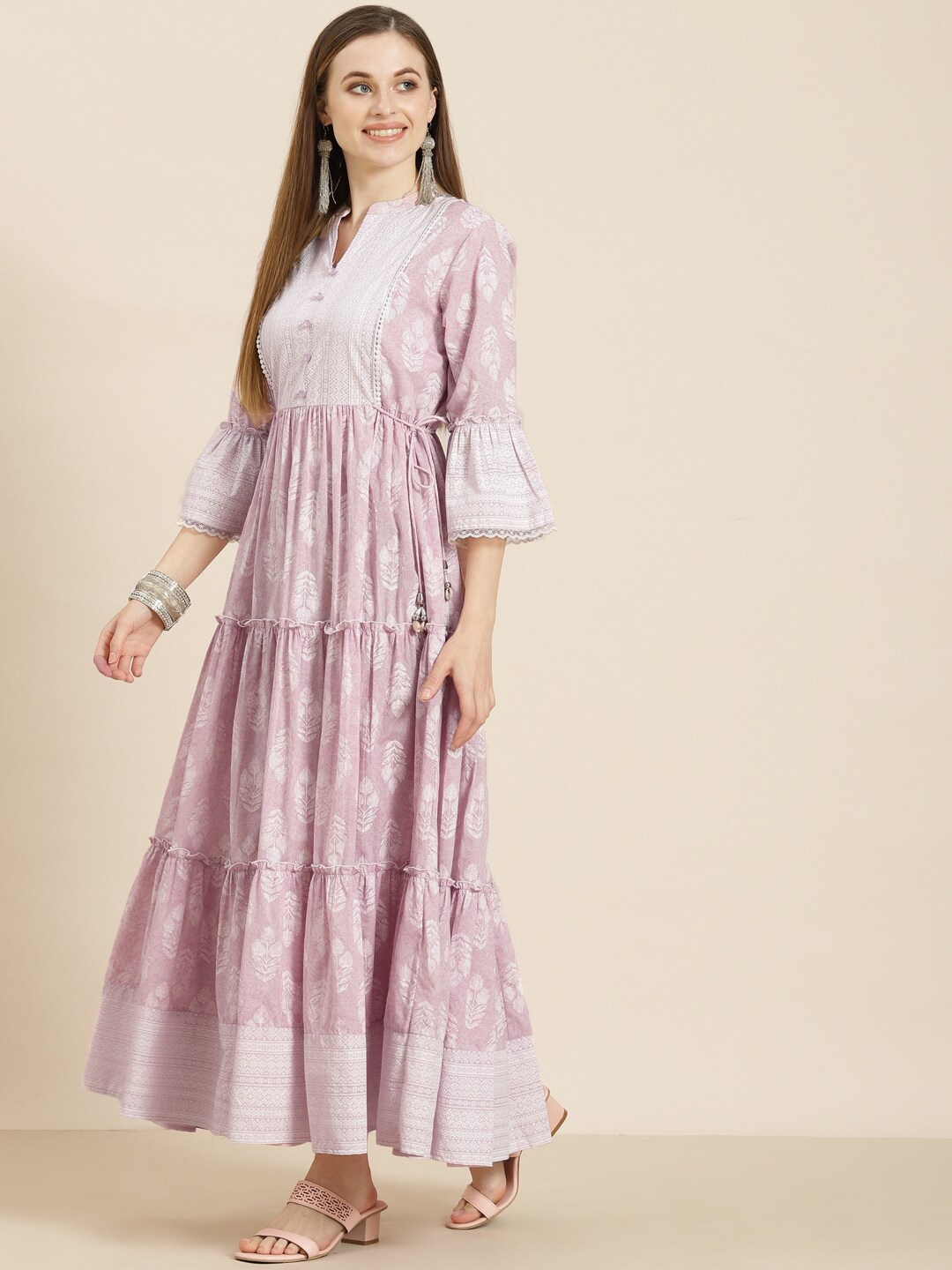 

Juniper Women Lavender Ethnic Motifs Printed Anarkali Kurta