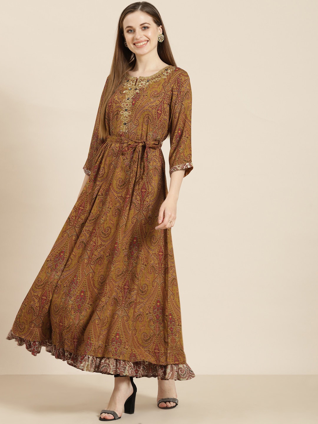 

Juniper Women Brown Ethnic Motifs Printed Anarkali Kurta