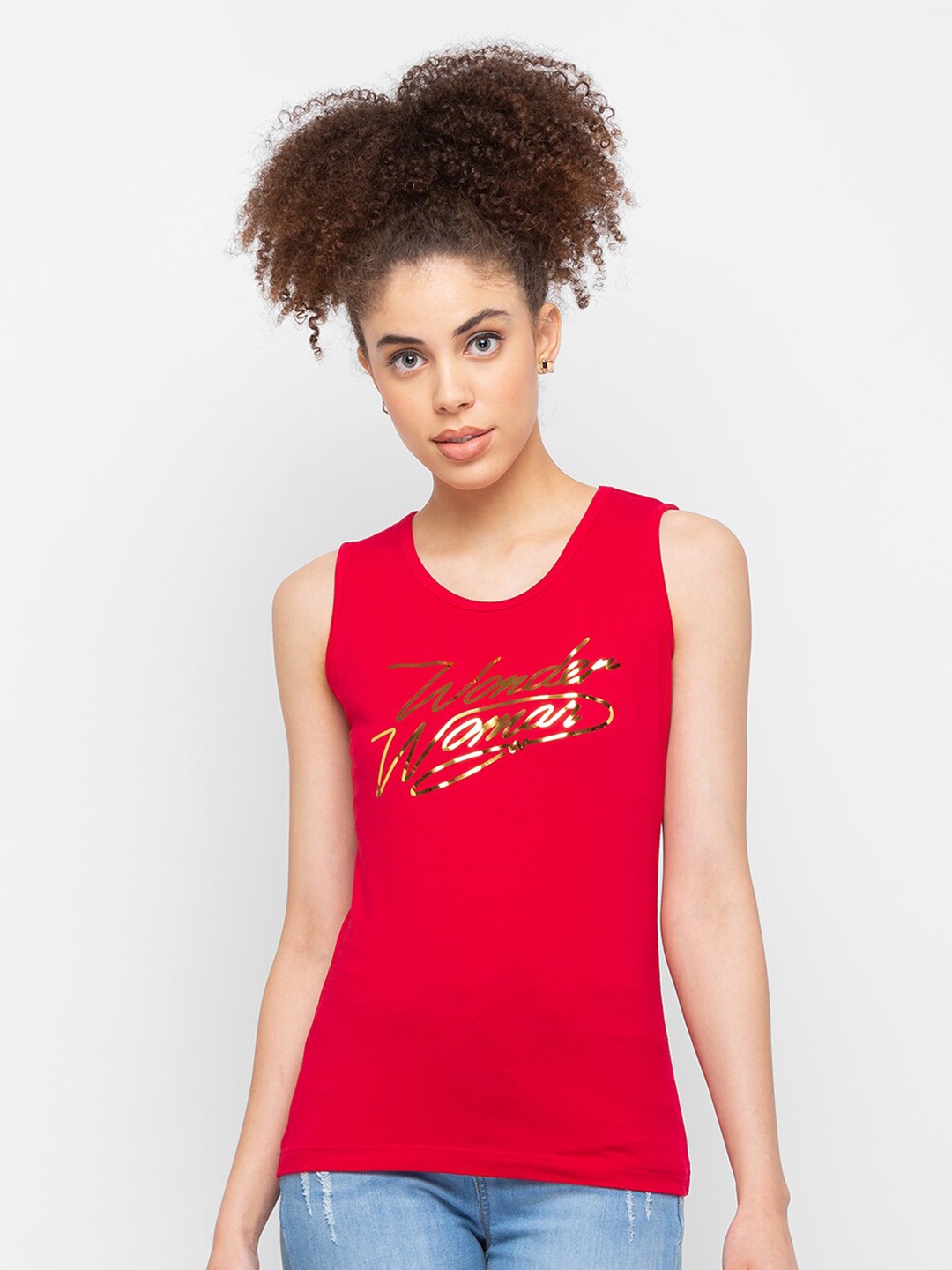 

Smugglerz Red Cotton Tank Top