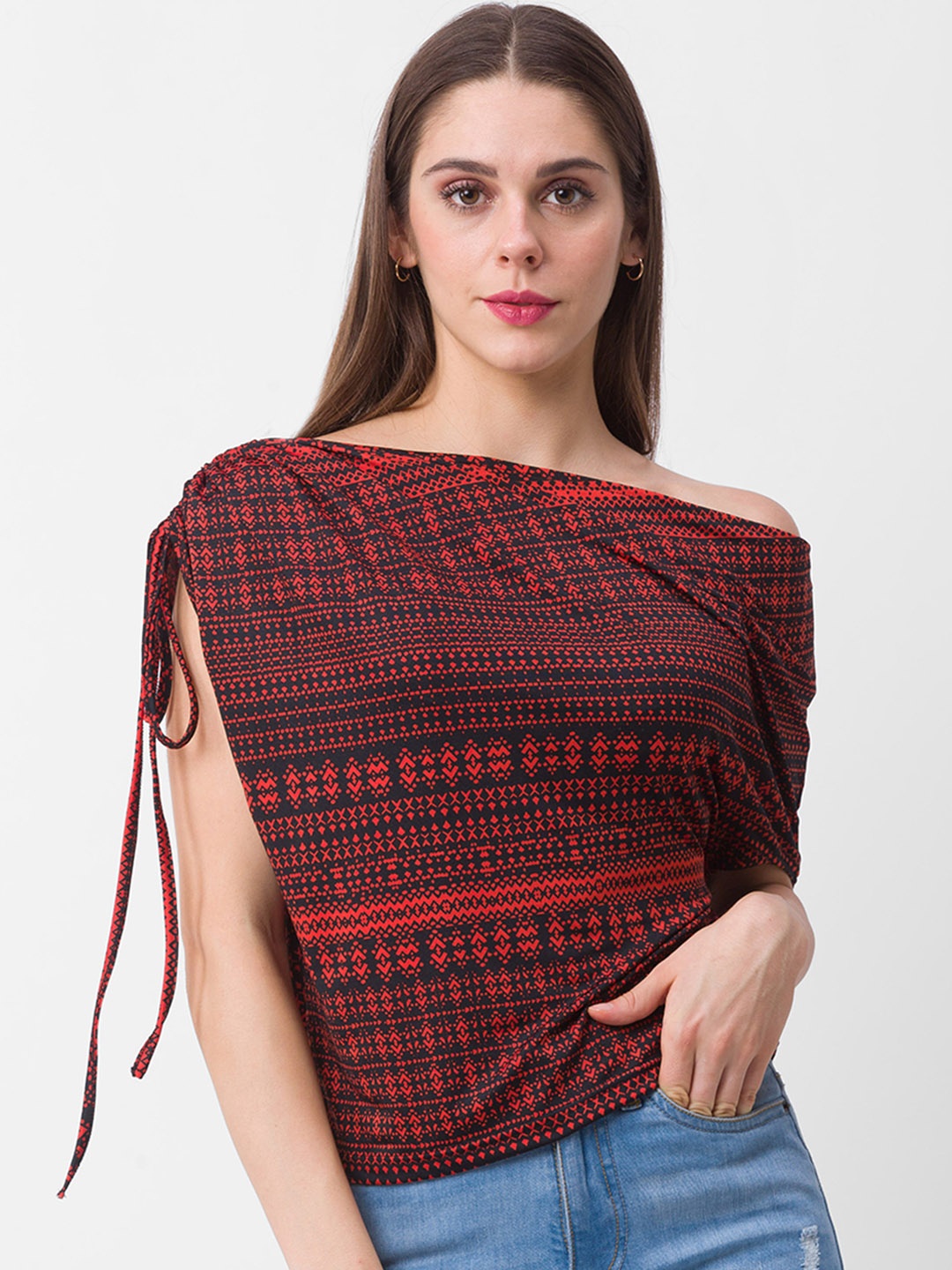 

Globus Black Print One Shoulder Top