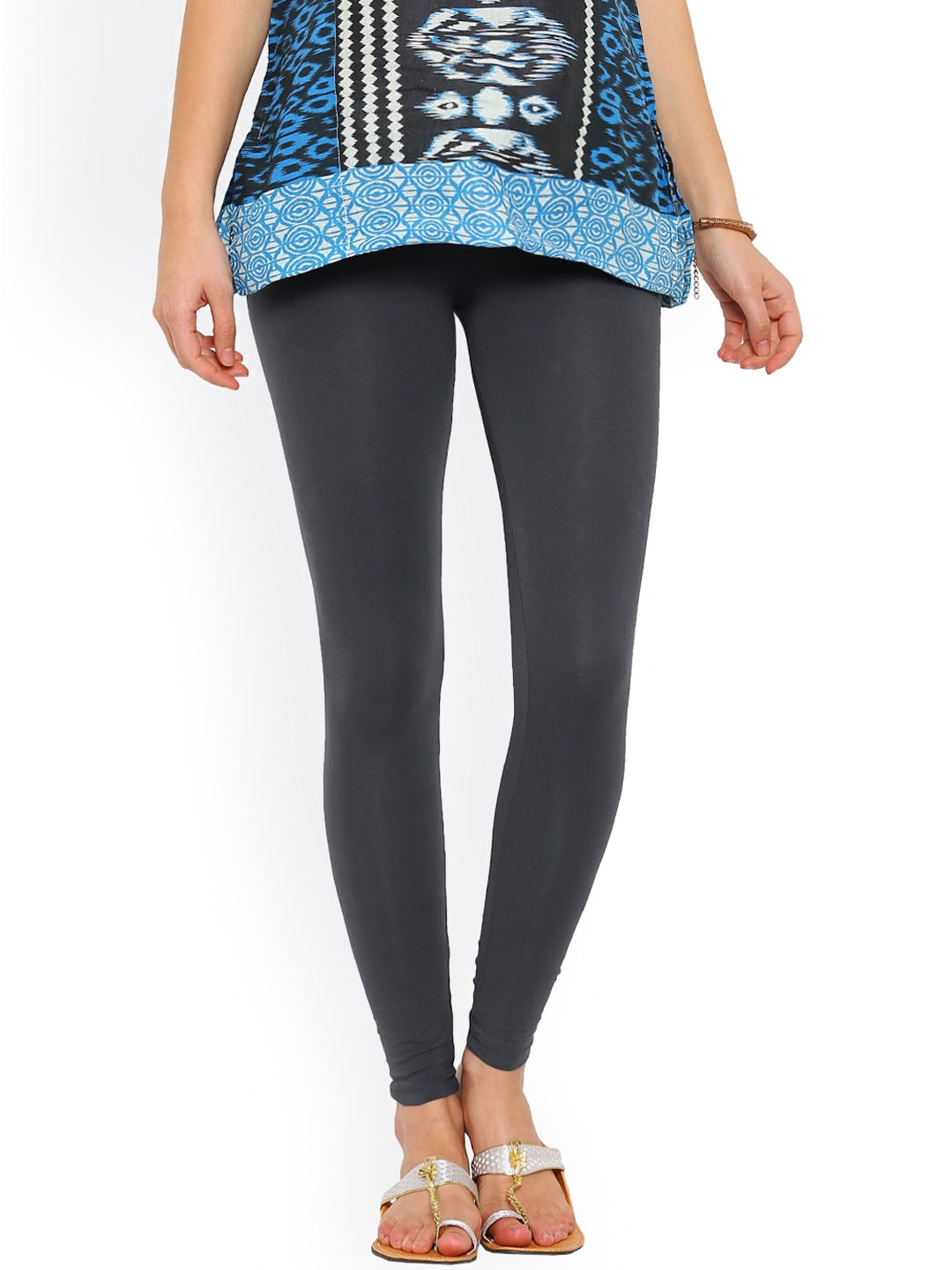 

De Moza Charcoal Grey Ankle-Length Leggings