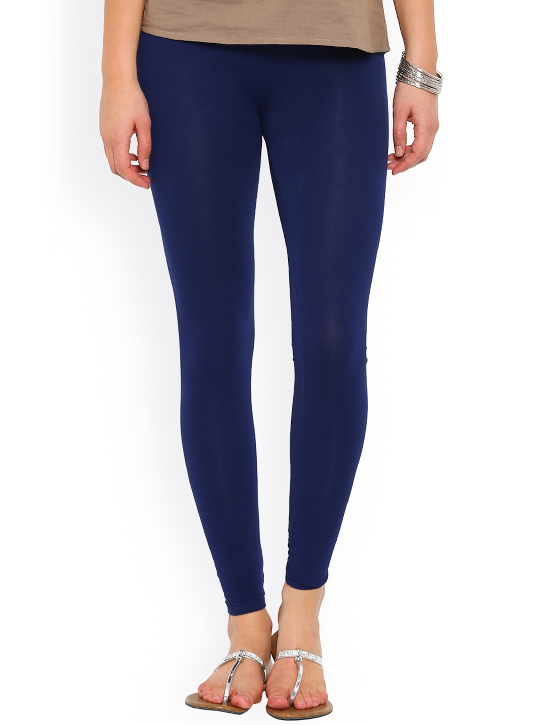 

De Moza Navy Slim Fit Ankle-Length Leggings, Navy blue