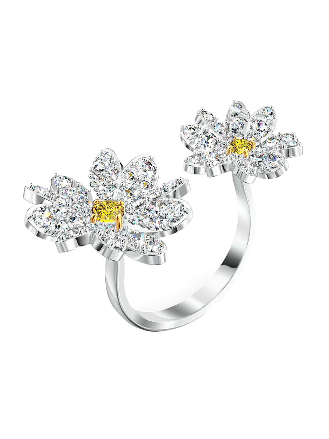 

SWAROVSKI White & Yellow Floral Designed Cubic Zirconia Studded Finger Ring