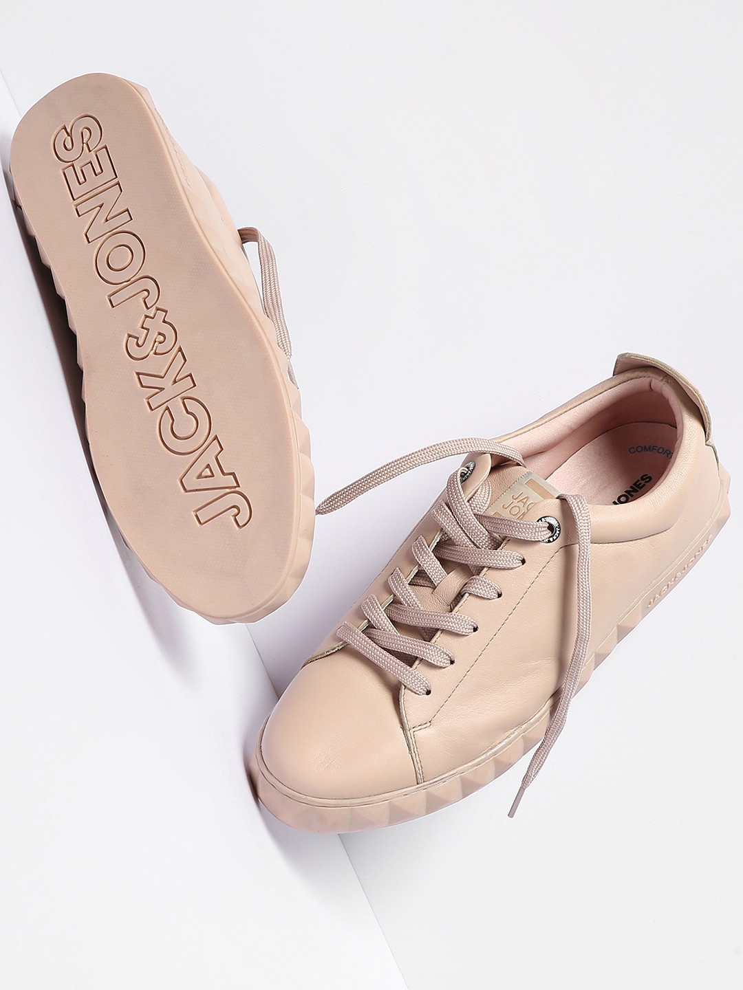 

Jack & Jones Men Pink Solid Leather Flatforms