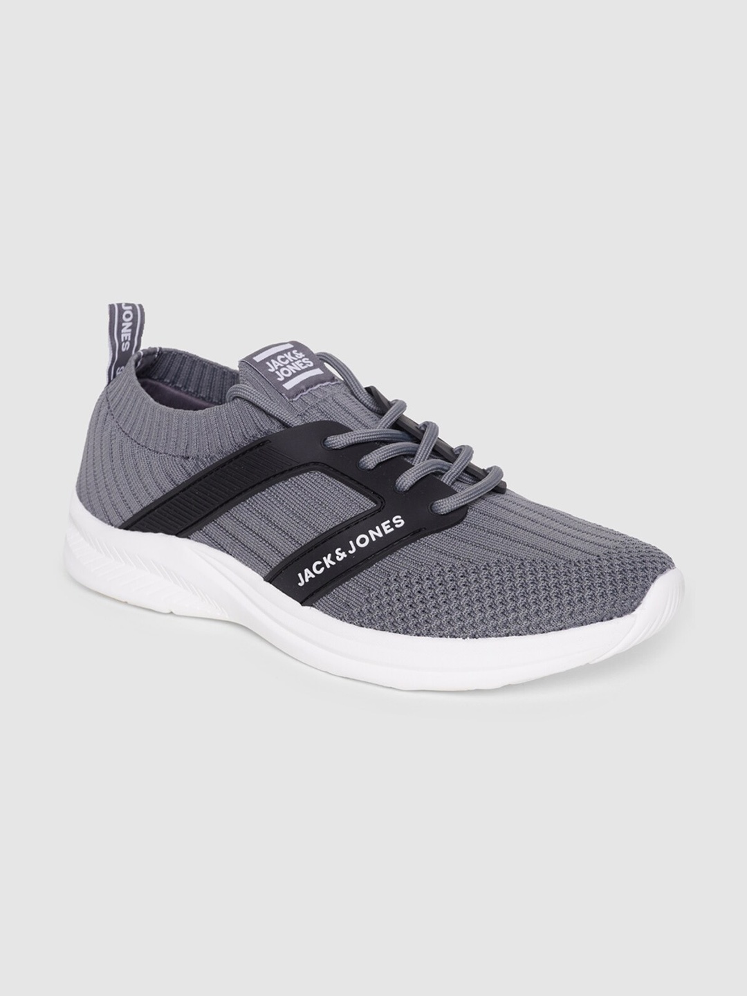 

Jack & Jones Men Grey & Black Woven Design Sneakers
