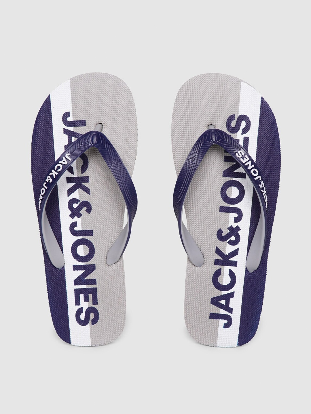 

Jack & Jones Men Grey & Blue Printed Thong Flip-Flops