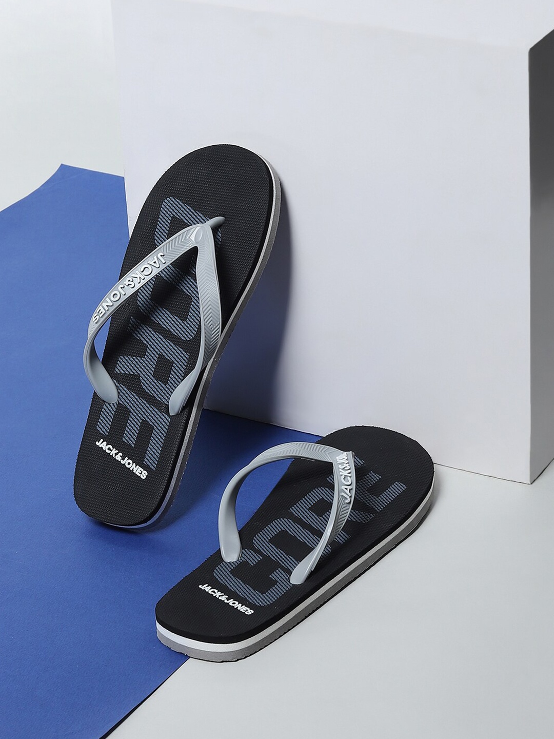 

Jack & Jones Men Black & Grey Printed Slip-On