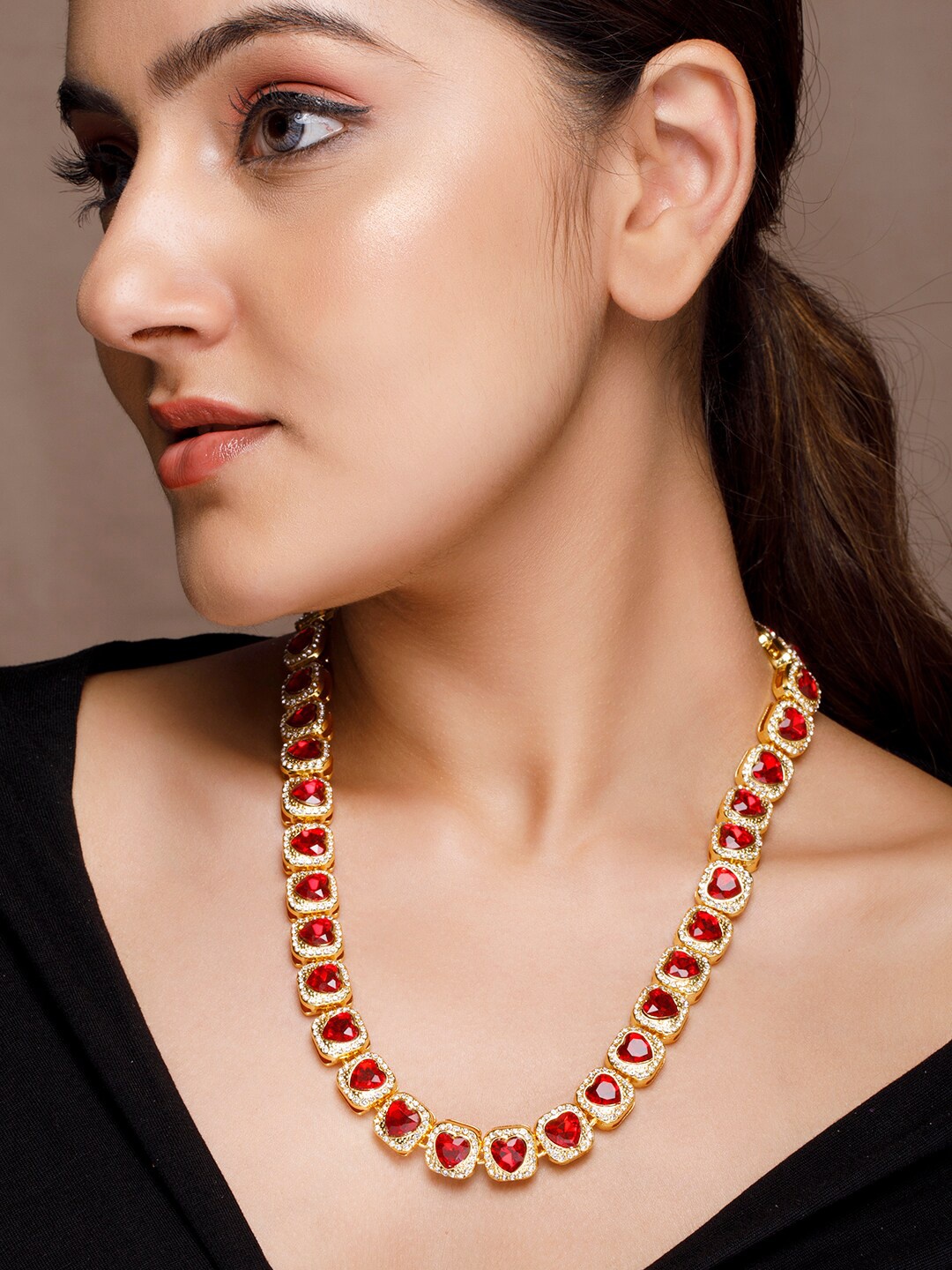 

TOKYO TALKIES X rubans FASHION ACCESSORIES Gold-Toned & Red Gold-Plated Necklace