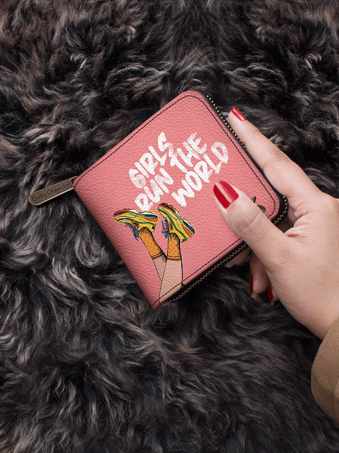 

DailyObjects Women Pink & White Printed PU Zip Around Wallet