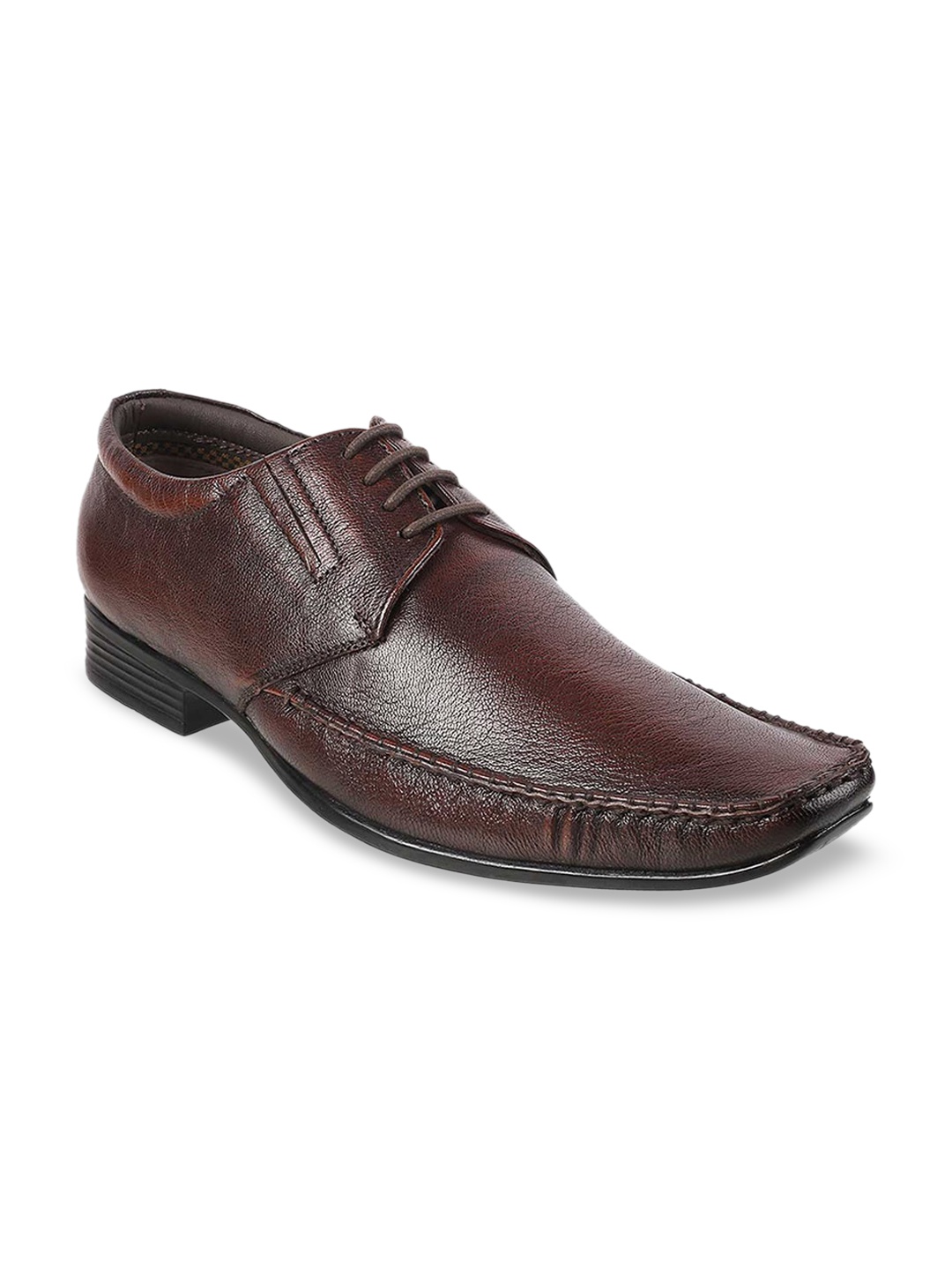 

WALKWAY by Metro Men Maroon Solid Leather Formal Derbys