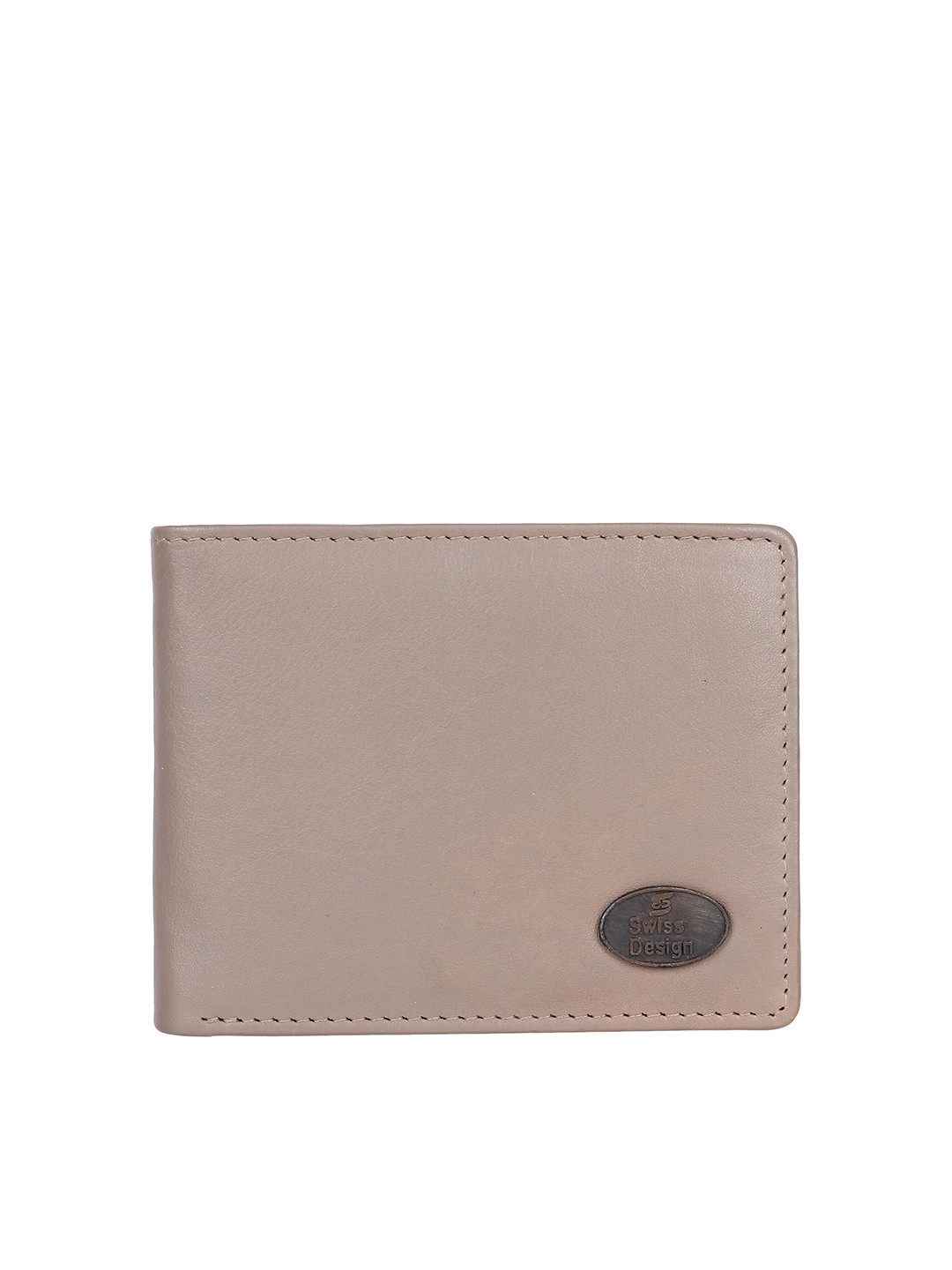

Swiss Design Men Grey Leather Two Fold Wallet