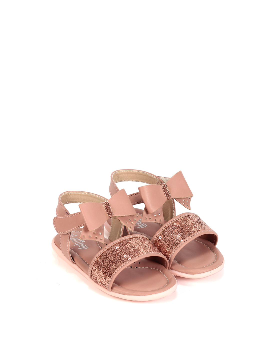 

Lil Lollipop Girls Rose Embellished Bow Detailed Open Toe Flats