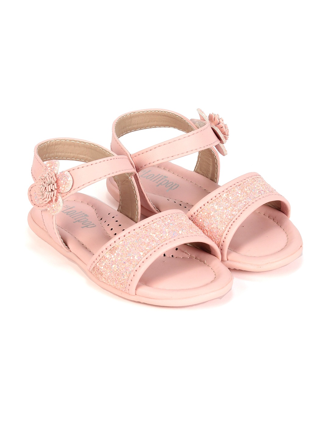 

Lil Lollipop Girls Pink Embellished Open Toe Flats