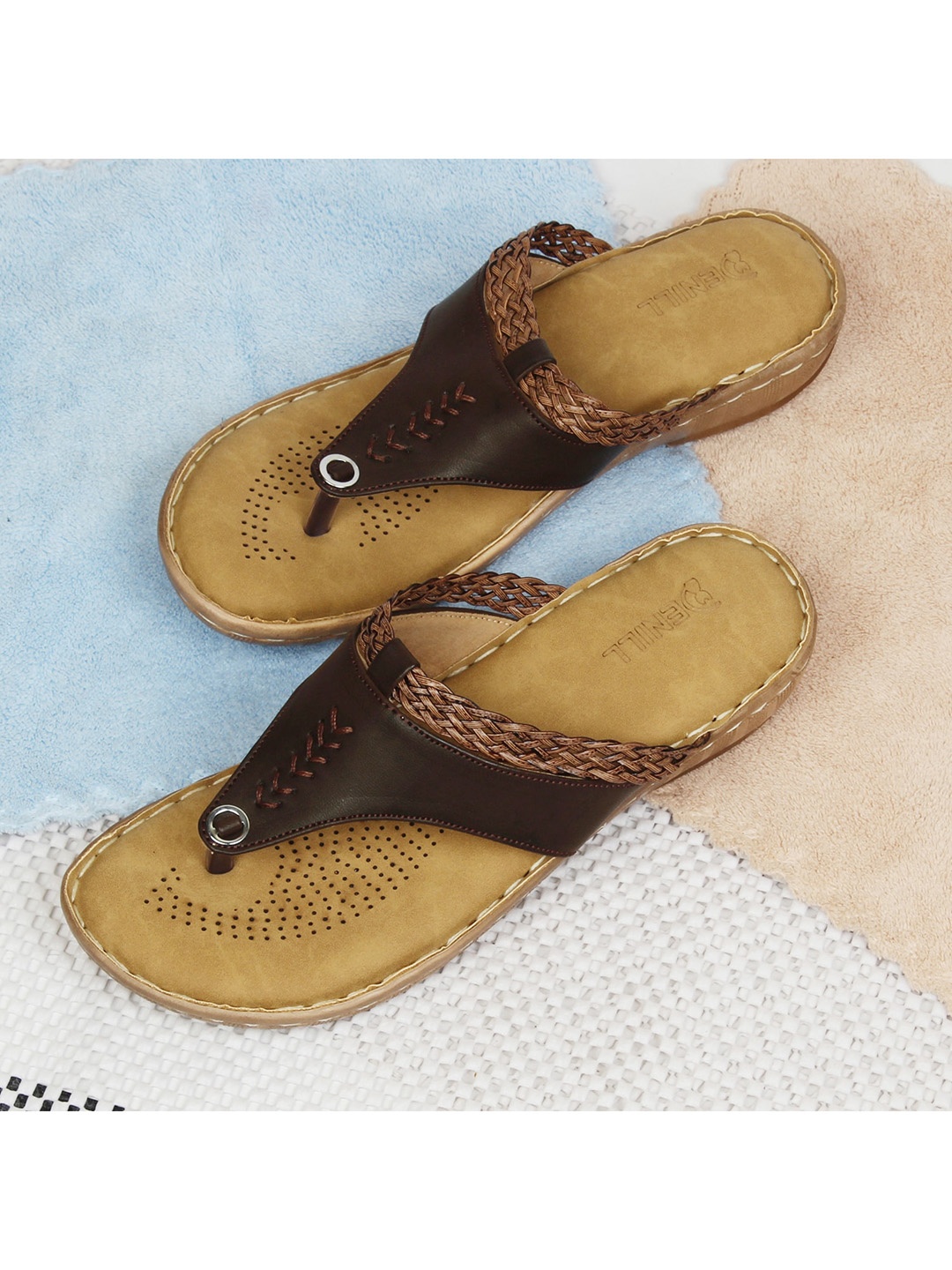 

Denill Women Brown T-Strap Flats