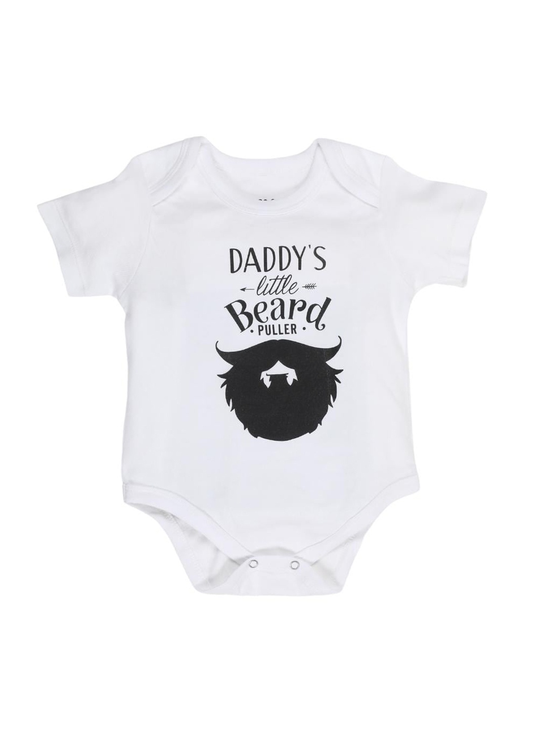 

MA Baby Kids White & Black Printed Pure Cotton Bodysuit