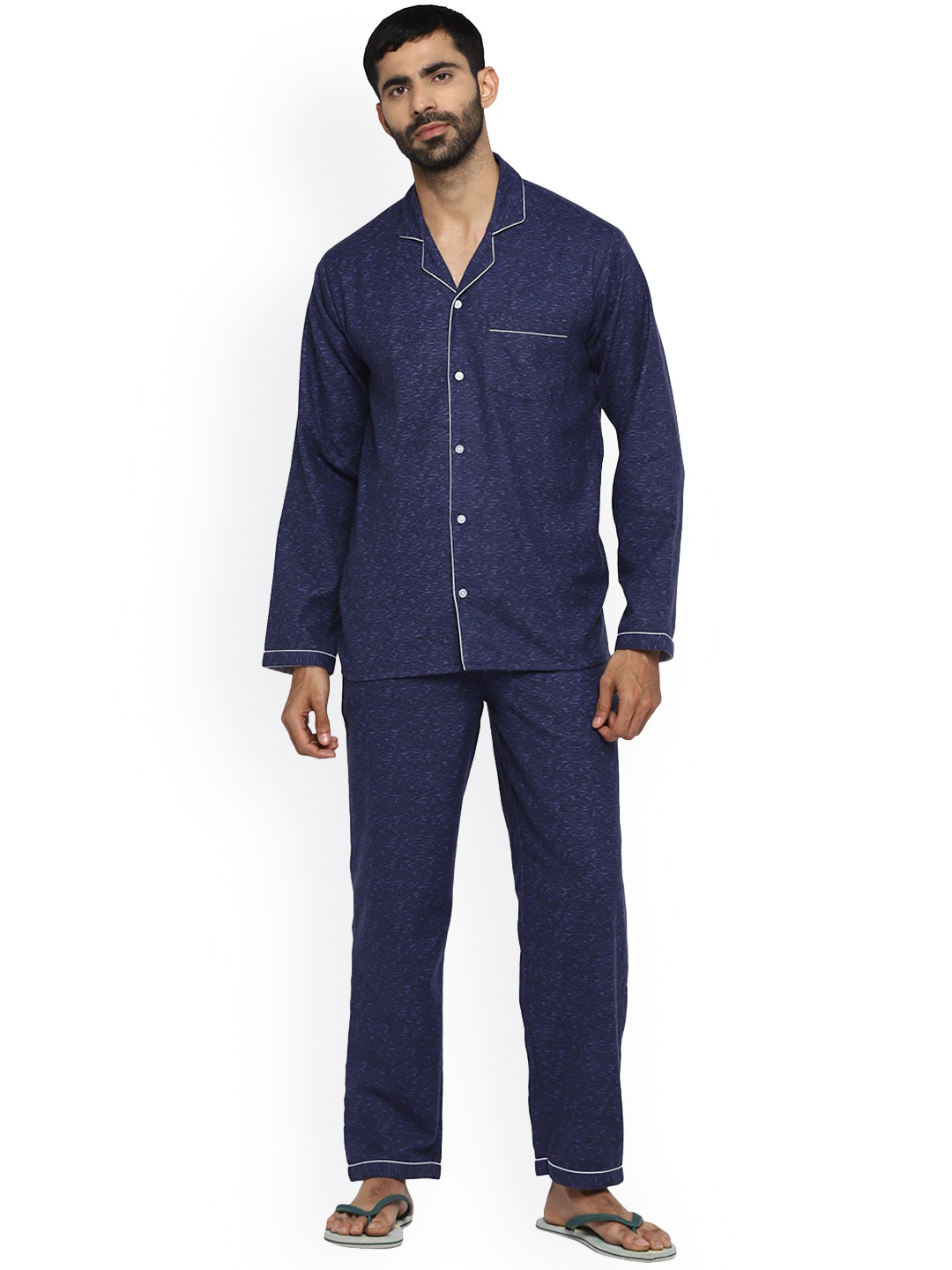 

shopbloom Men Blue Printed Night suit