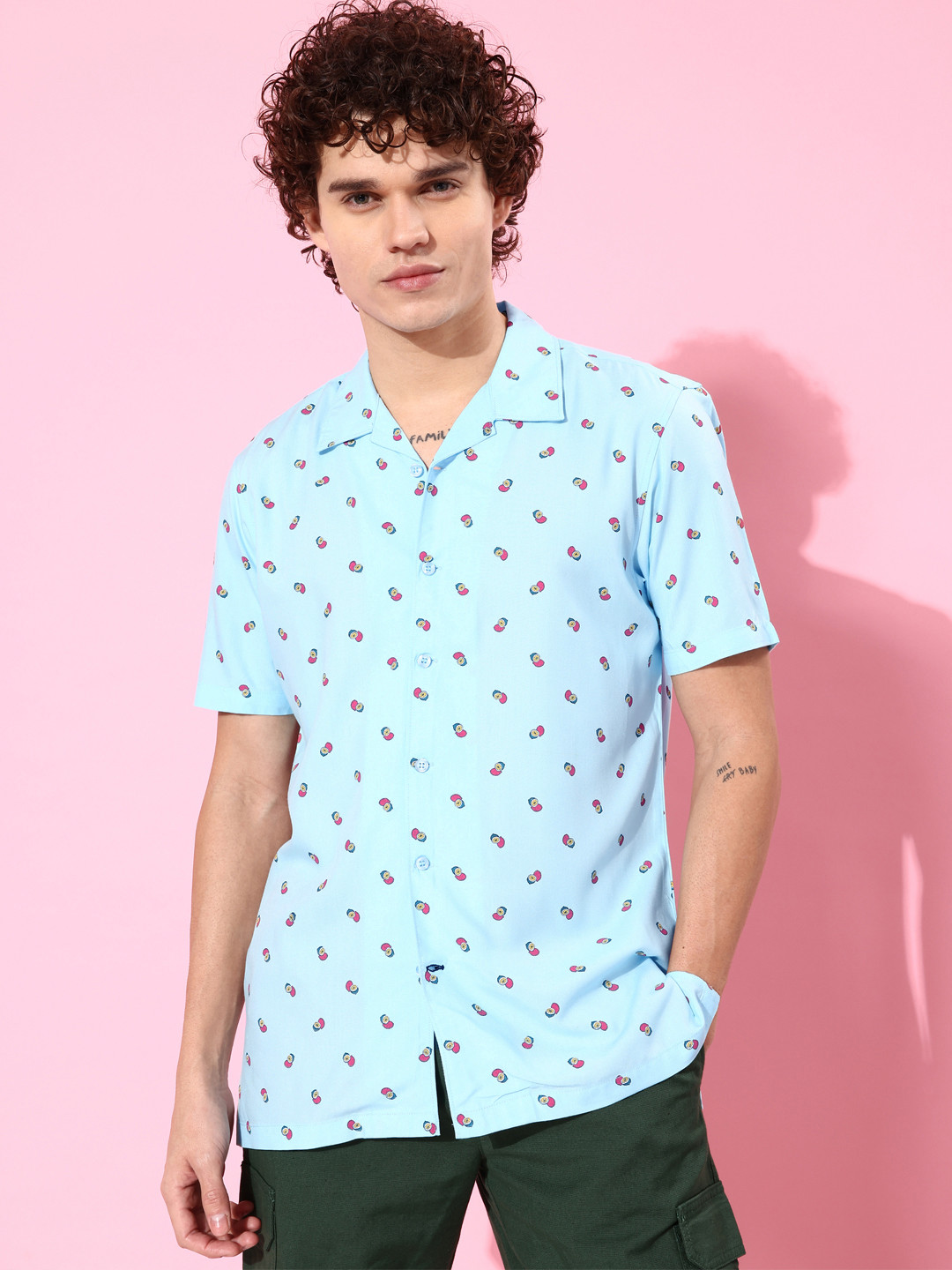 Mast & Harbour Men Blue Slim Fit Printed Casual Shirt