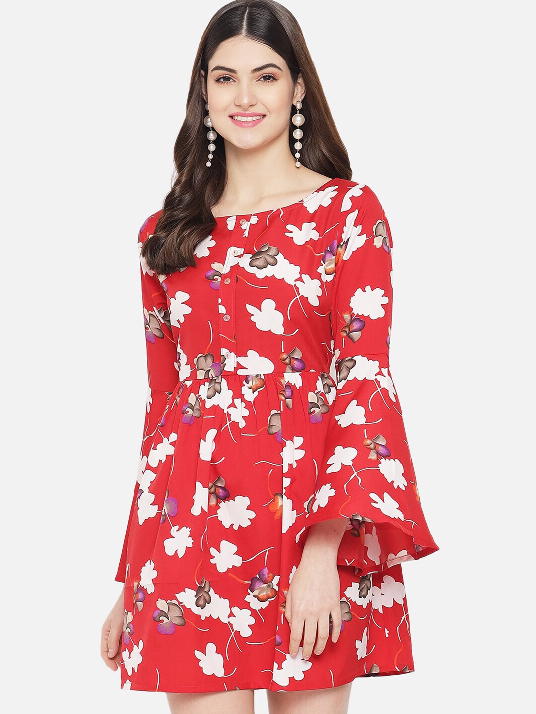 

Yaadleen Red Floral Printed Dress
