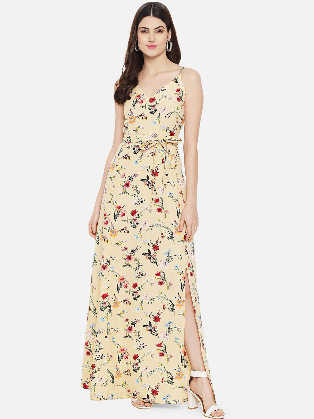 

Yaadleen Women Yellow Floral Maxi Dress