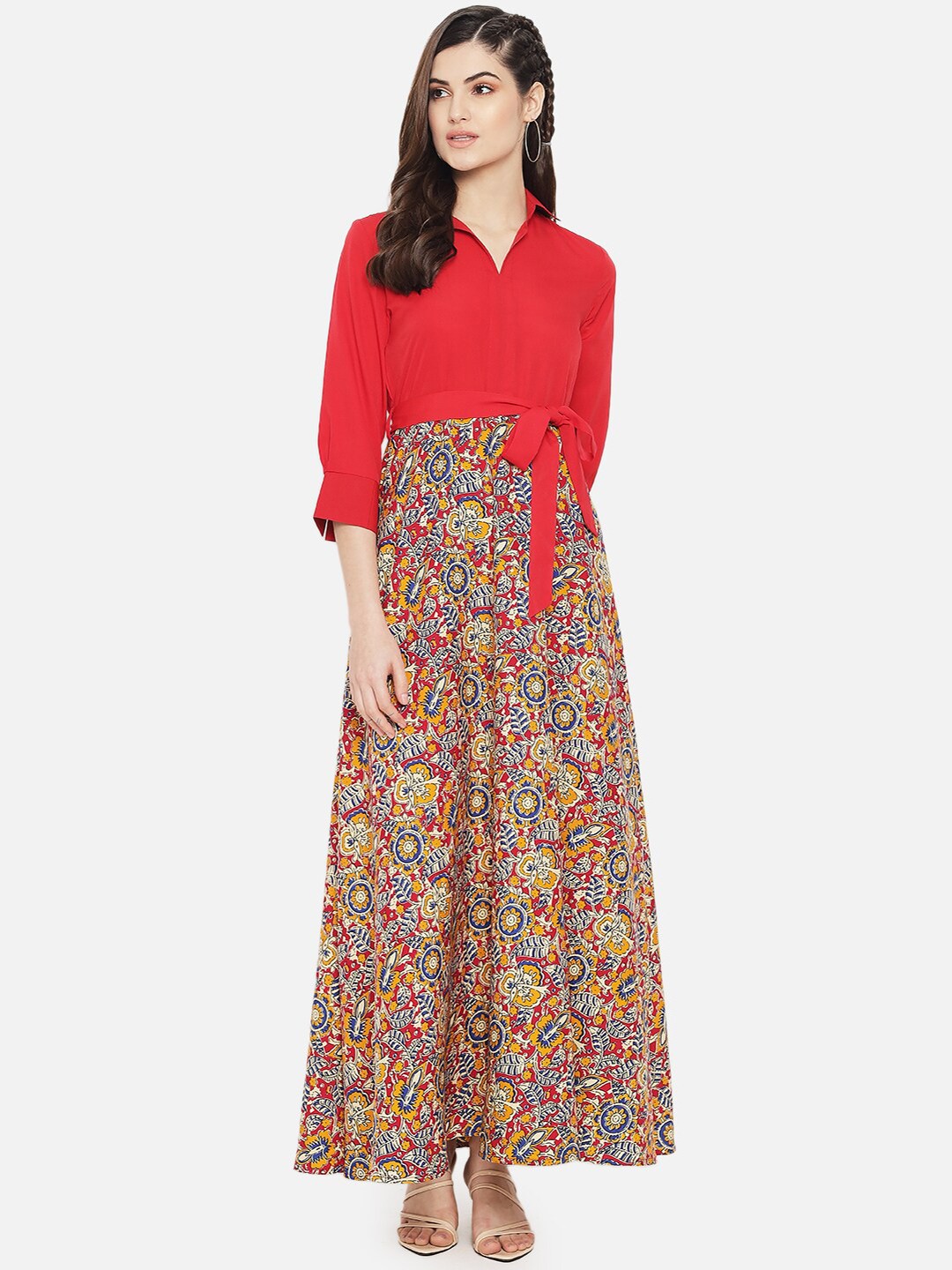 

Yaadleen Maroon Ethnic Motifs Ethnic Maxi Dress