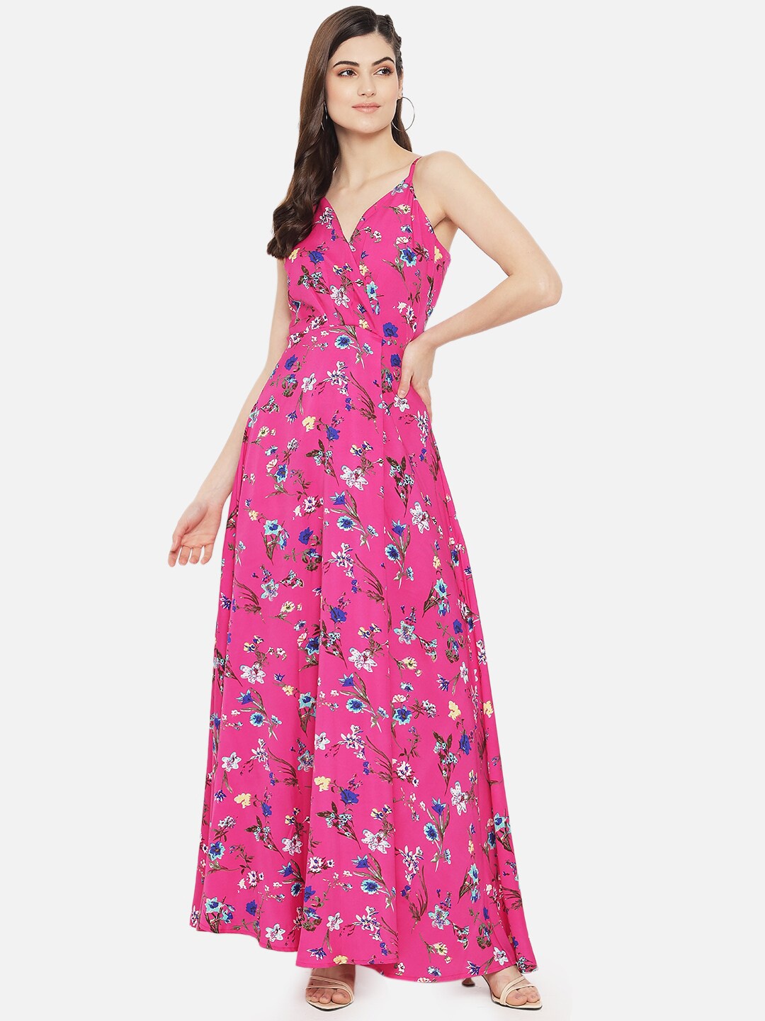 

Yaadleen Fuchsia Floral Maxi Dress