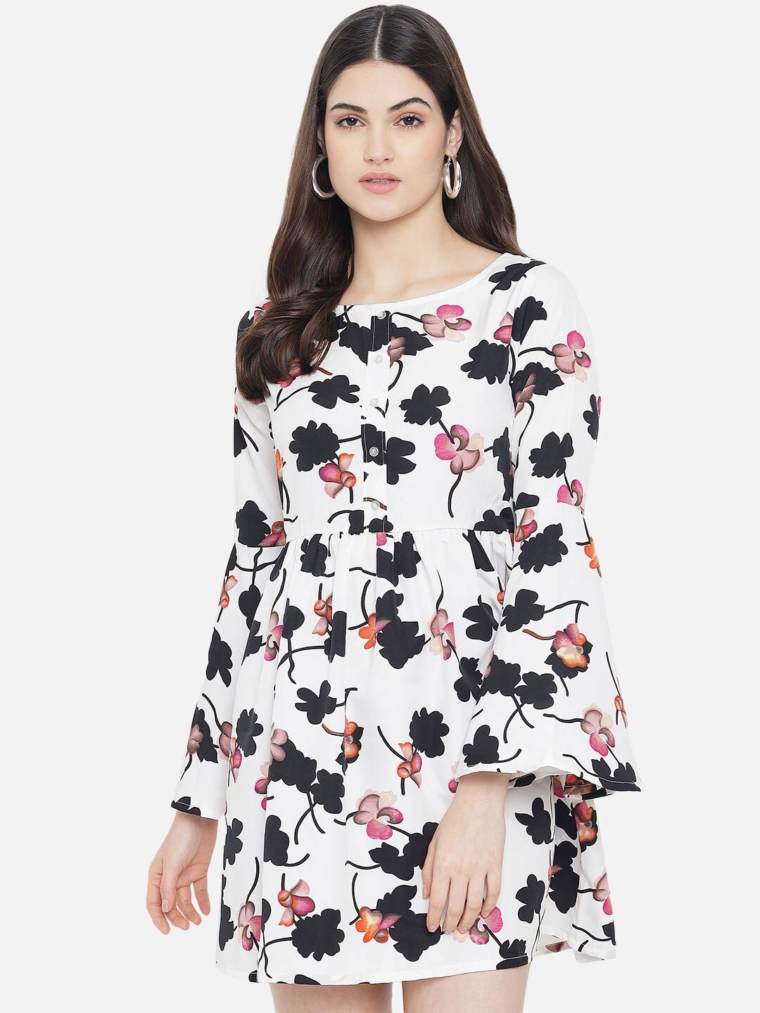 

Yaadleen White & Black Floral Dress