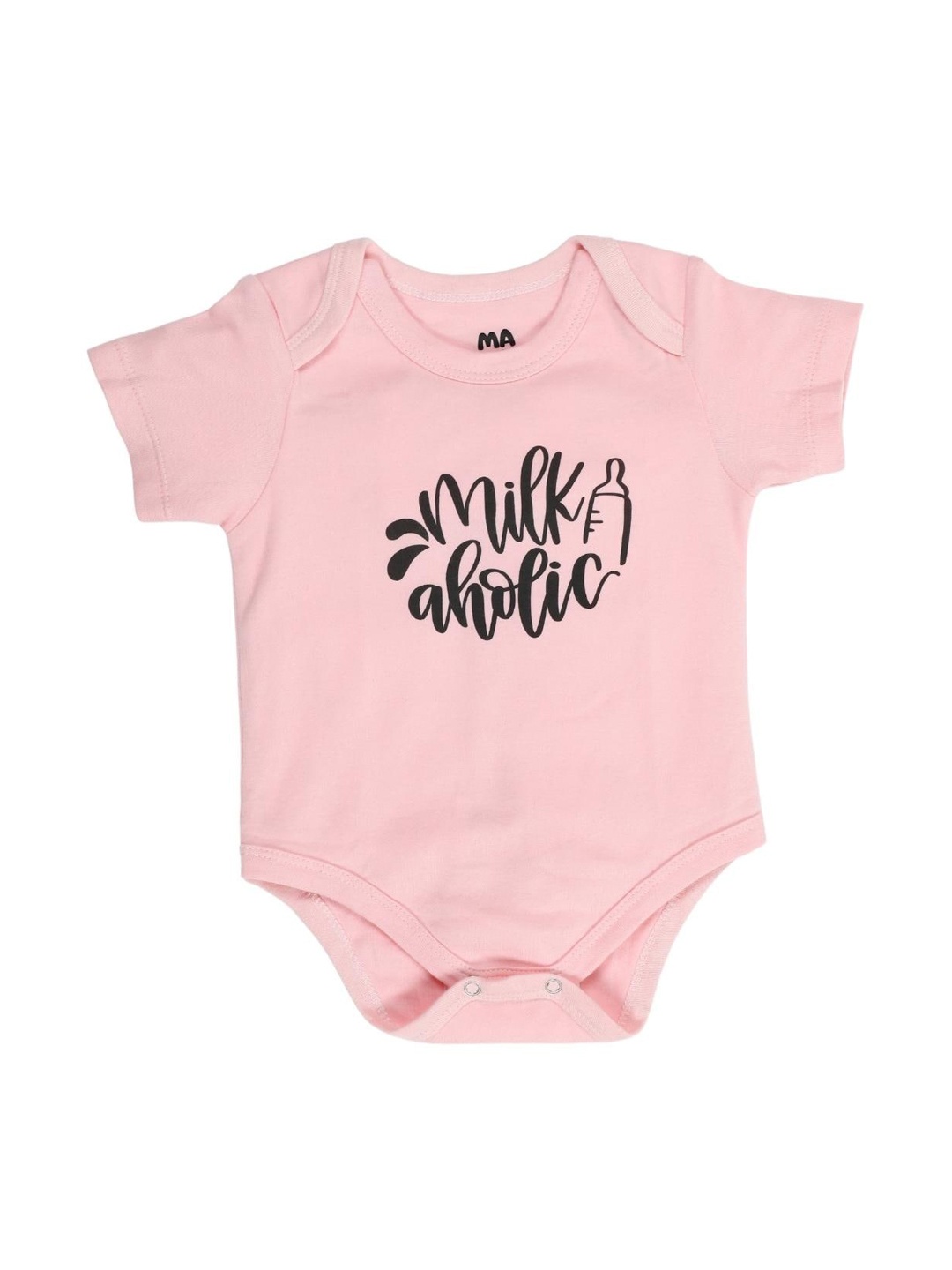 

MA Baby Kids Pink & Black Printed Pure Cotton Bodysuit