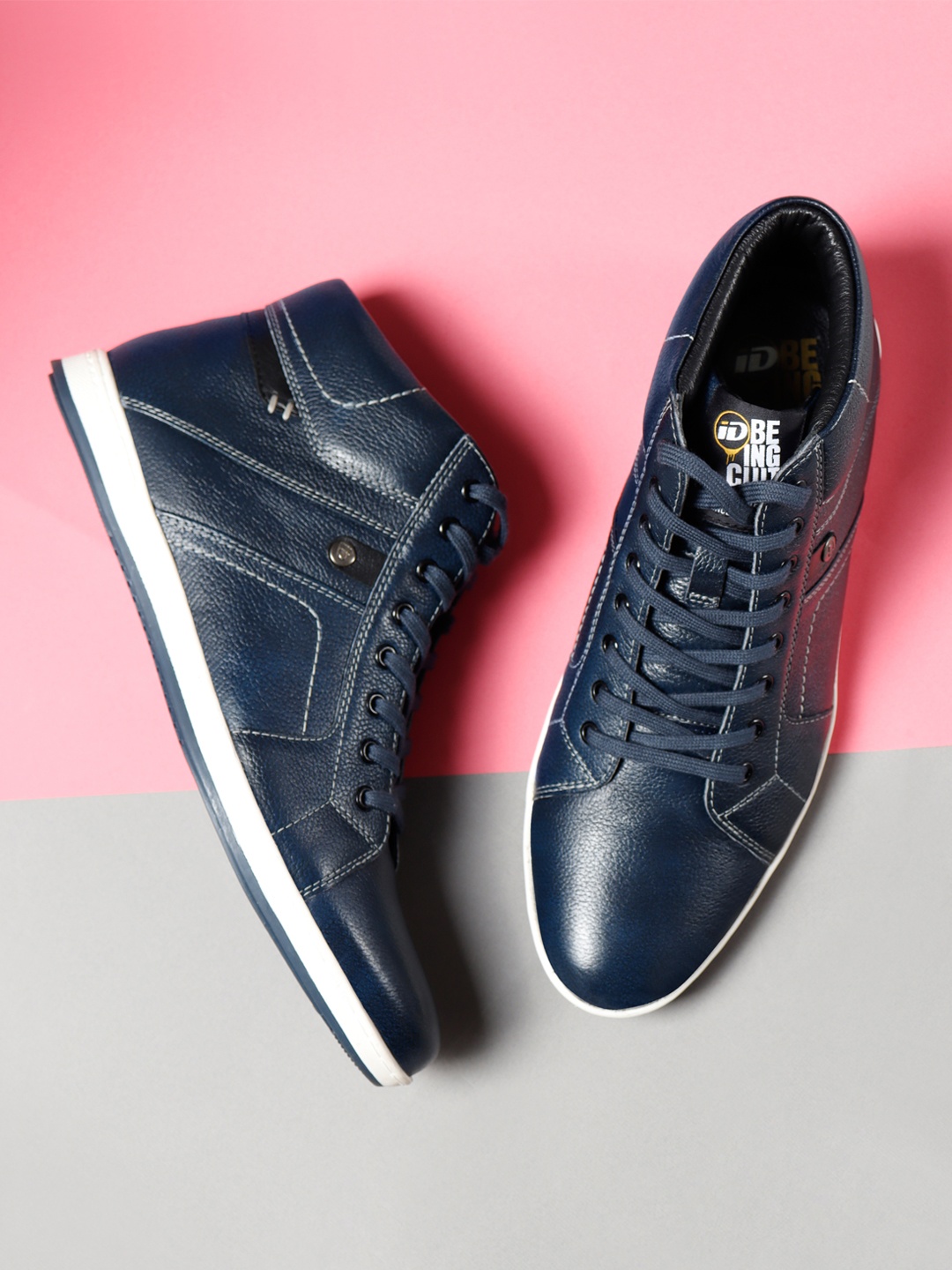 

ID Men Navy Blue Leather Sneakers