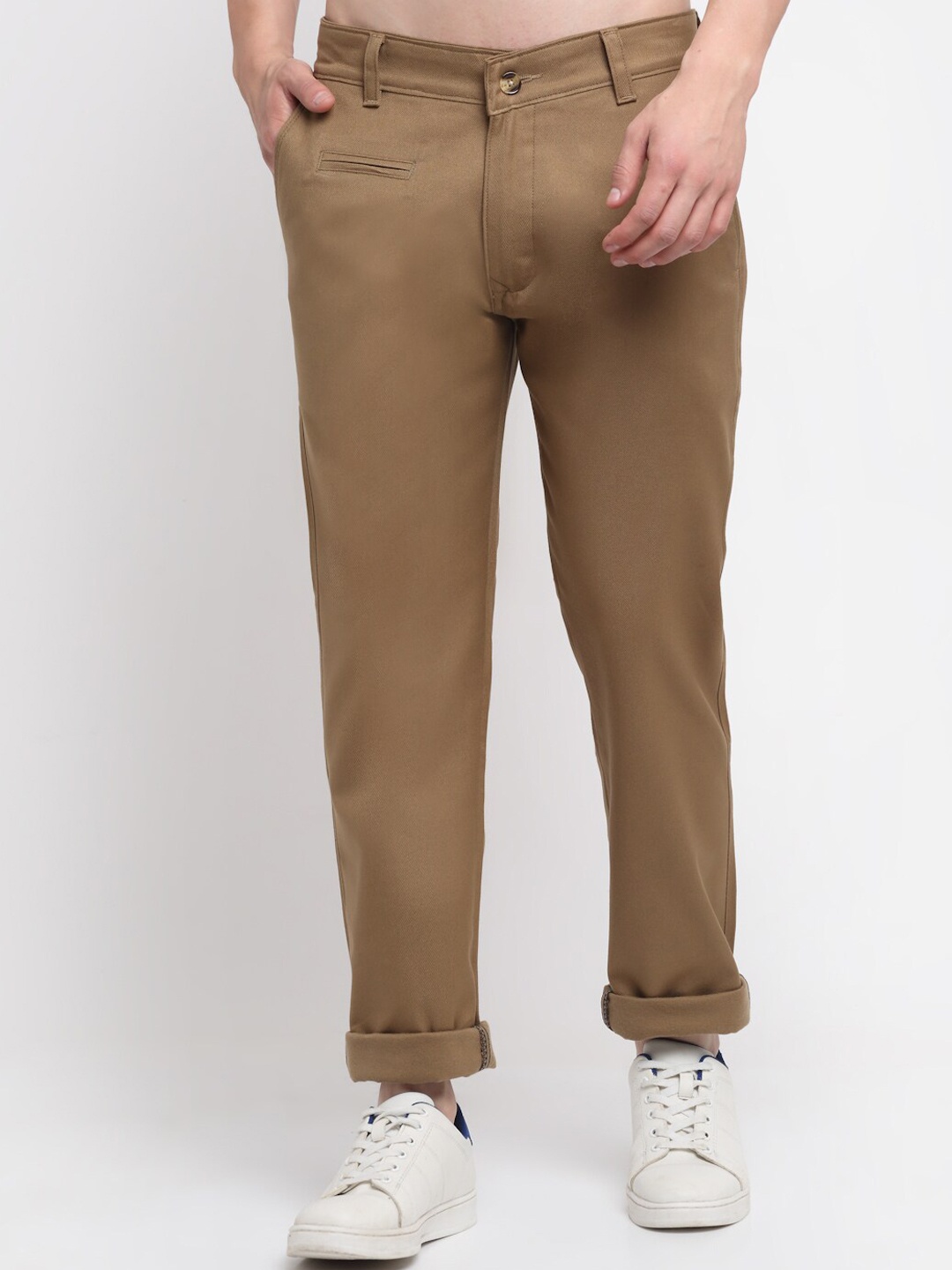 

Ennoble Men Khaki Smart Slim Fit Easy Wash Chinos Trousers