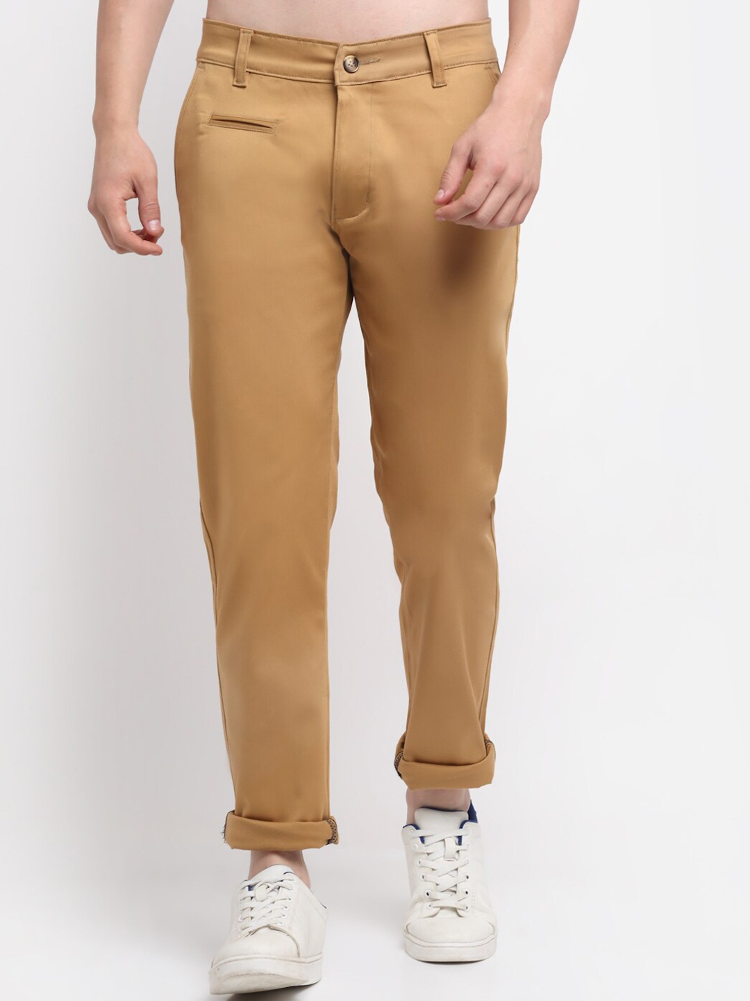 

Ennoble Men Khaki Smart Slim Fit Easy Wash Chinos Trousers