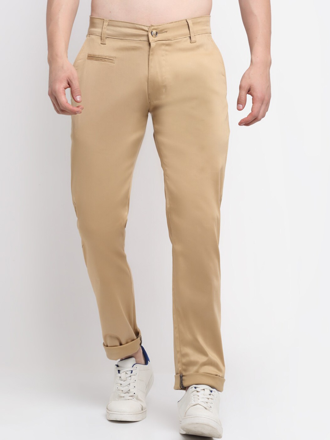 

Ennoble Men Khaki Smart Slim Fit Easy Wash Cotton Trousers