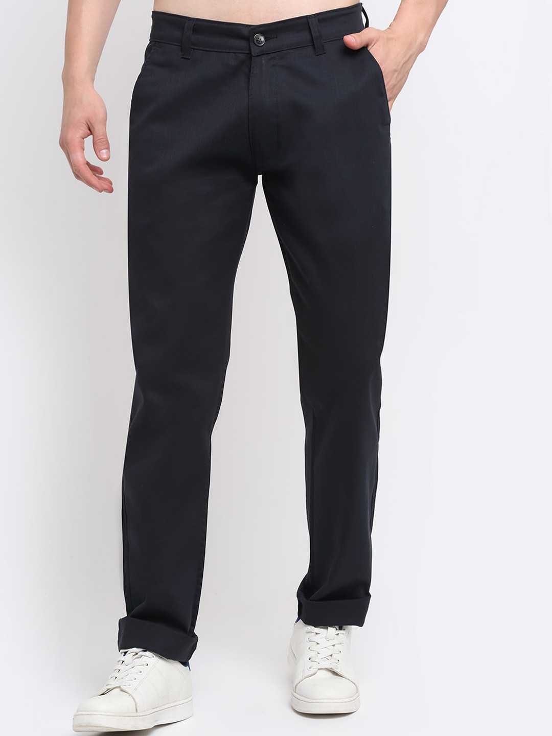 

Ennoble Men Black Smart Slim Fit Easy Wash Cotton Chinos