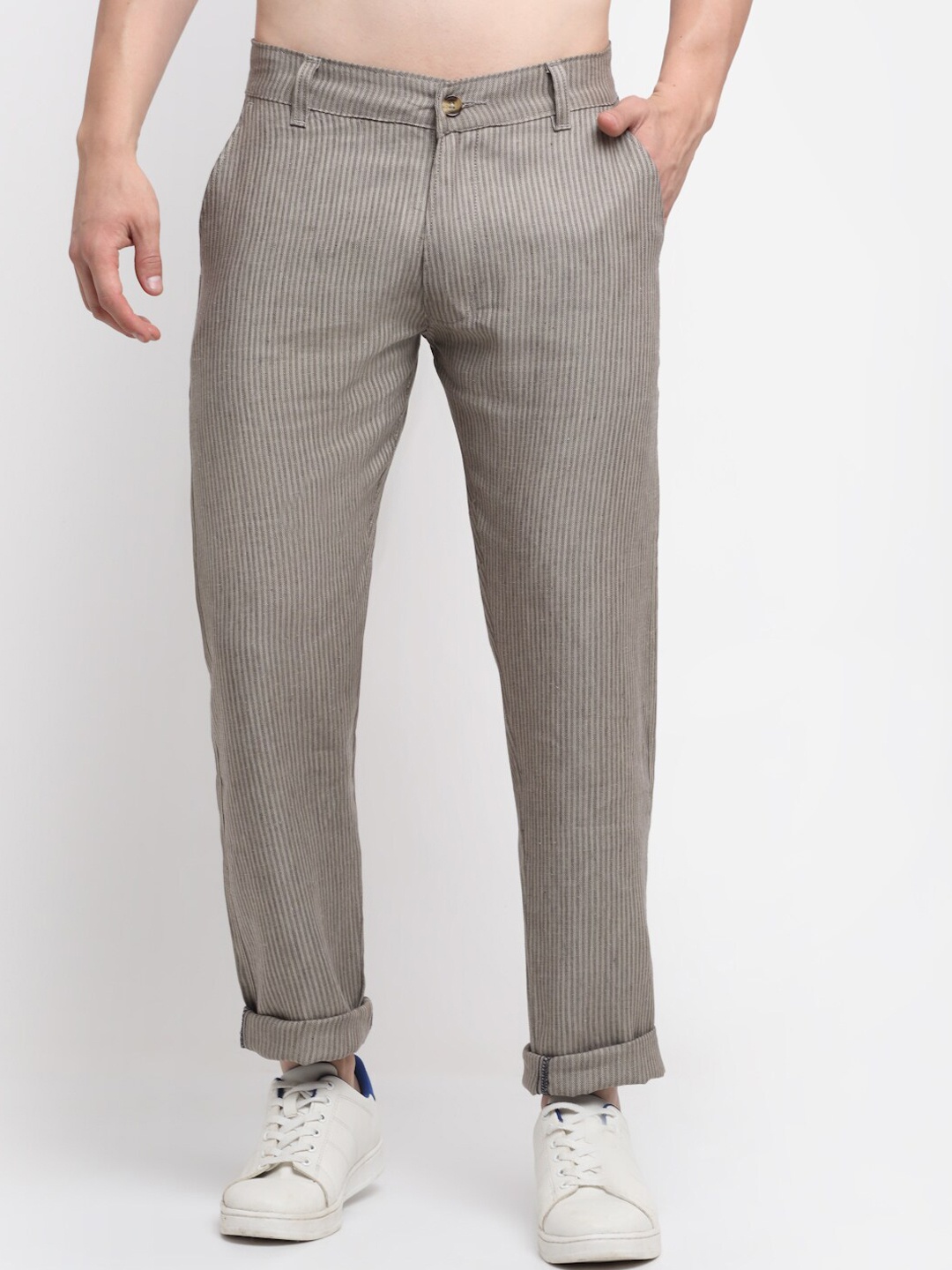 

Ennoble Men Khaki Smart Slim Fit Easy Wash Cotton Chinos Trousers
