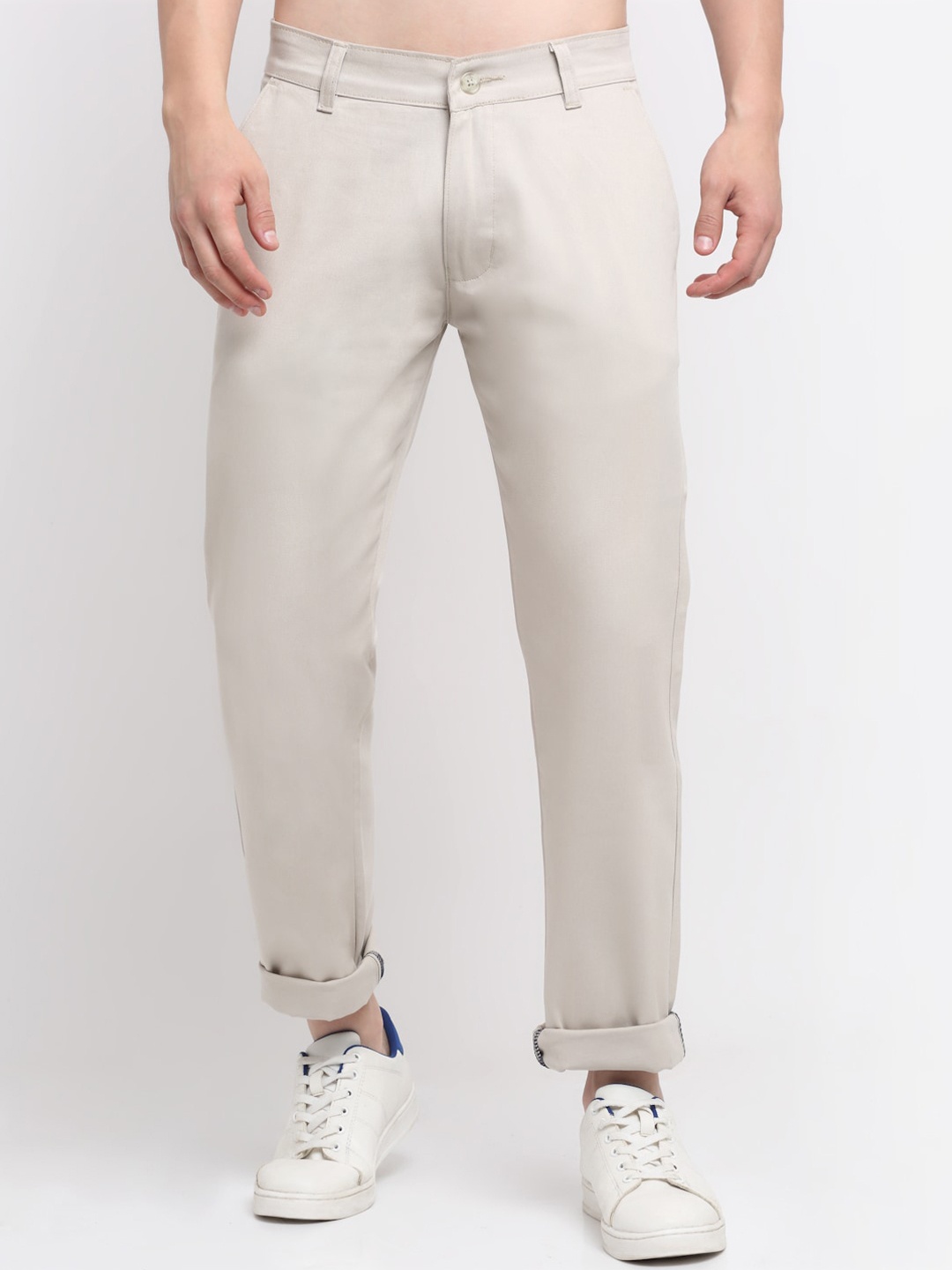 

Ennoble Men Beige Smart Slim Fit Easy Wash Cotton Trousers