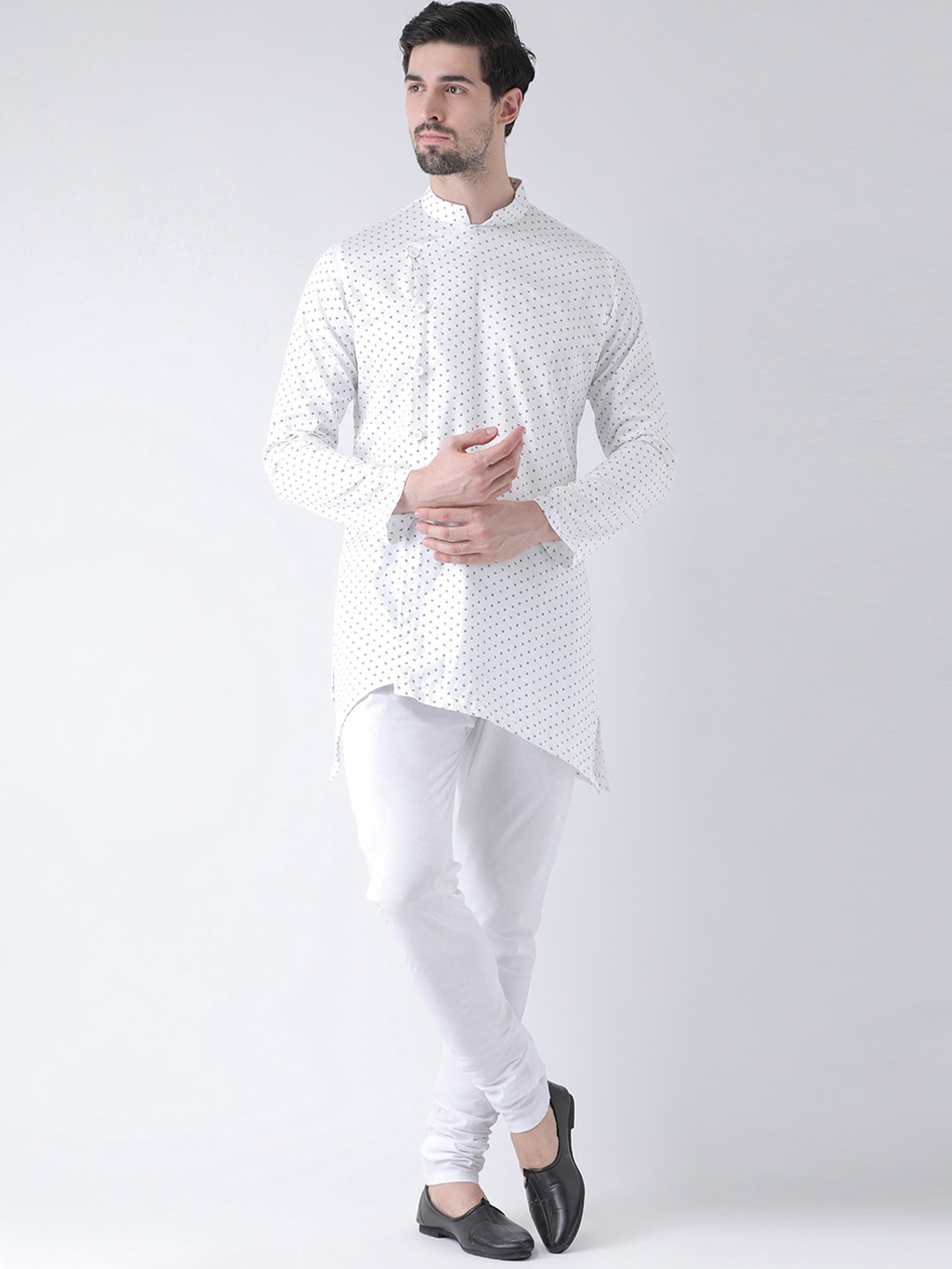 

DEYANN Men White Embroidered Kurta with Churidar