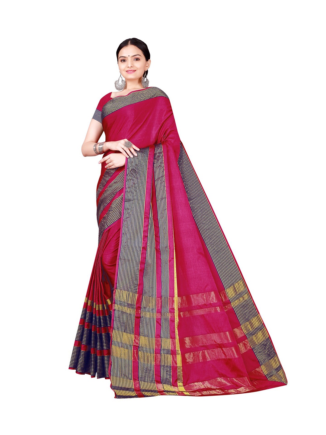 

KALINI Magenta & Grey Silk Cotton Saree