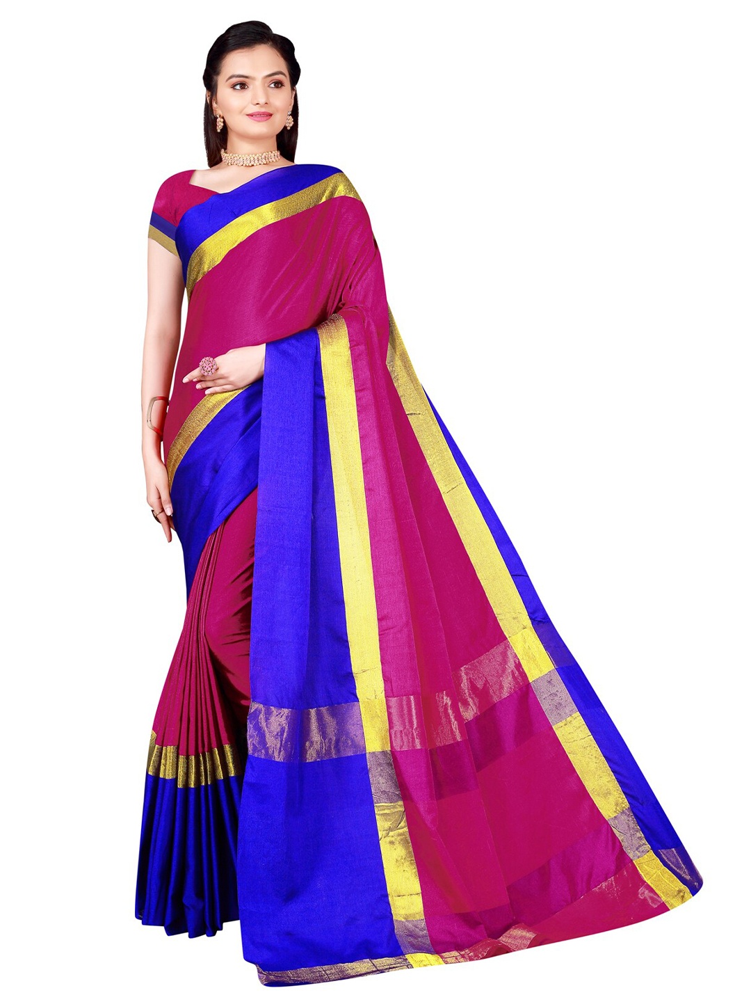 

KALINI Pink & Blue Silk Cotton Saree