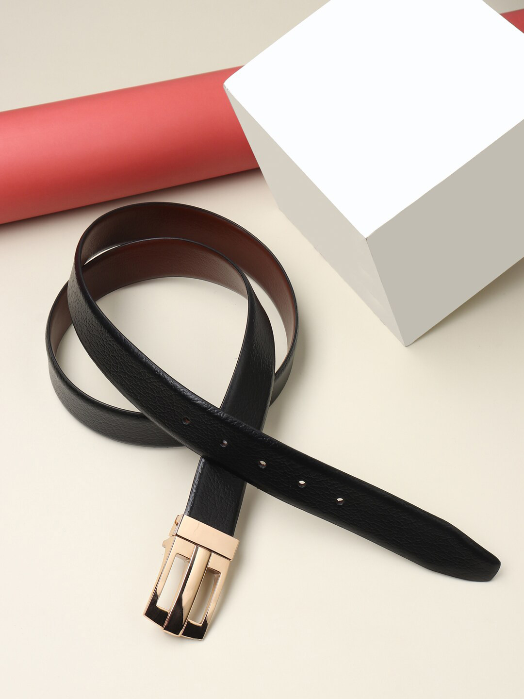 

Teakwood Leathers Men Brown Textured Leather Formal Belt