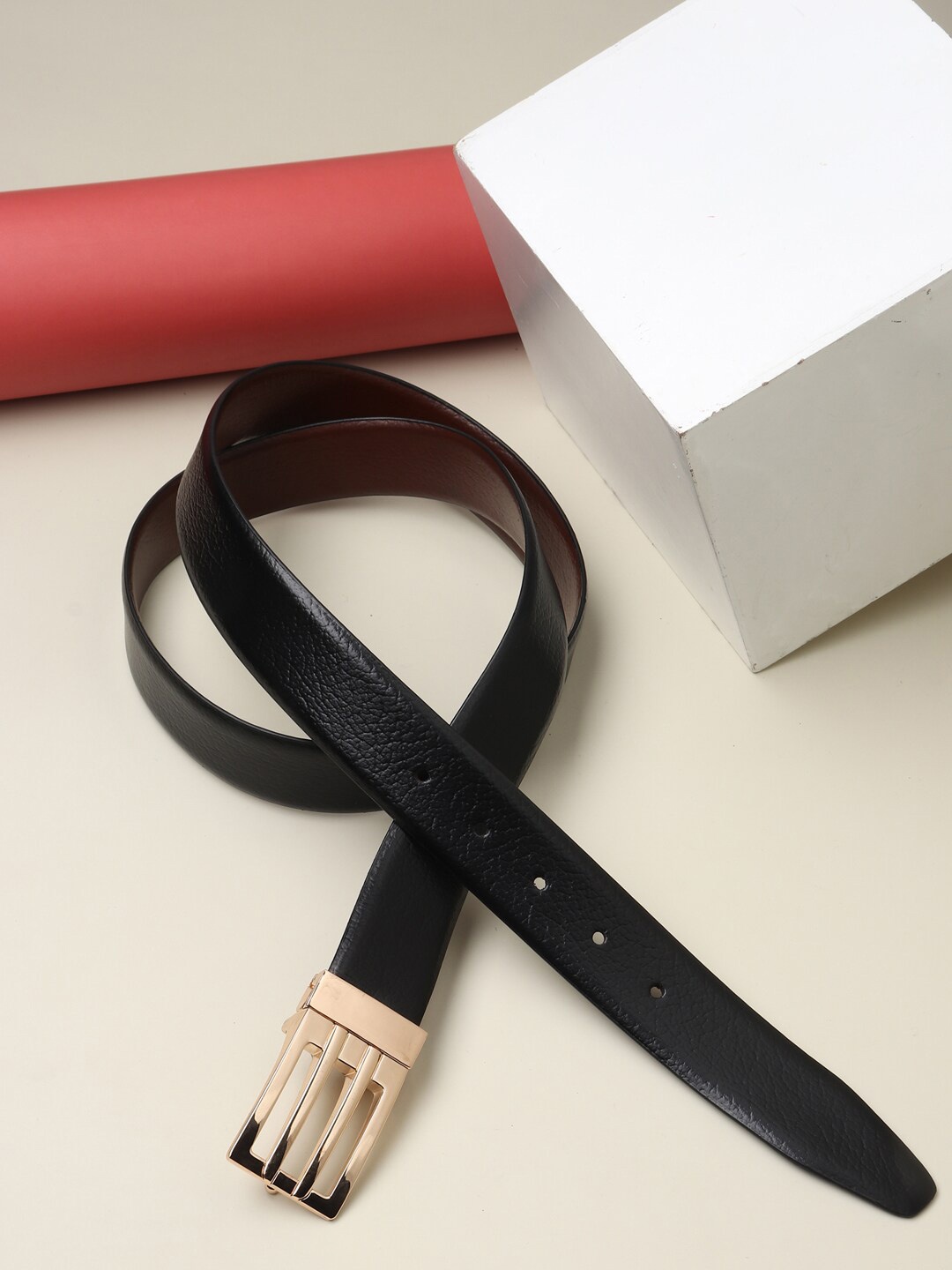 

Teakwood Leathers Men Brown Textured Leather Formal Belt