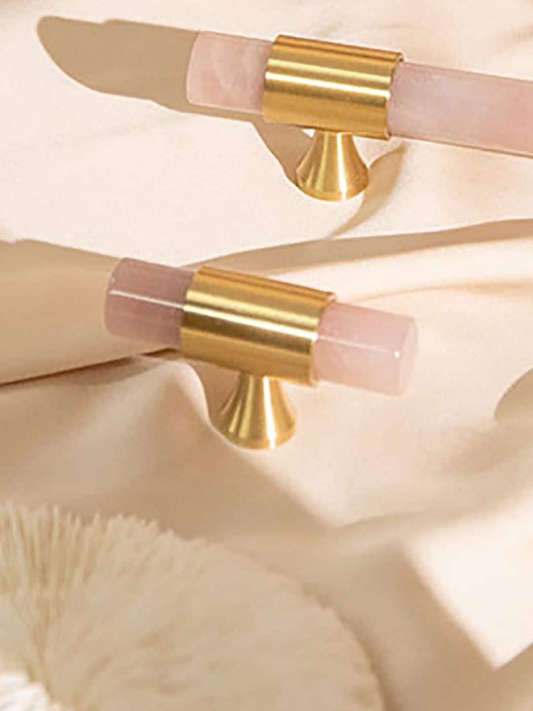 

MANTARA Pink & Gold-Toned Brass Pull Knob, Rose