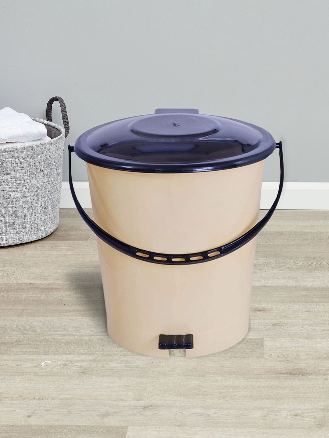 

Kuber Industries Set Of 2 Cream & Brown Solid Dustbin, Multi