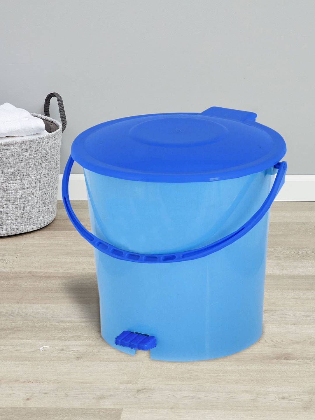 

Kuber Industries Set Of 2 Blue Solid Pedal Dustbin