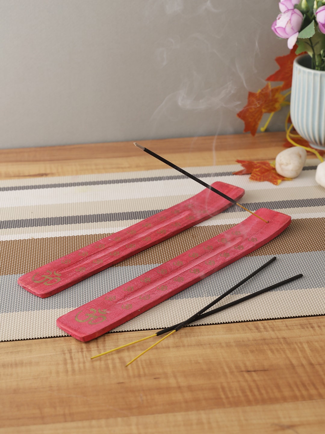 

CraftVatika Set of 2 Pink Wooden Open Rectangular Incense Stick Holder Stand