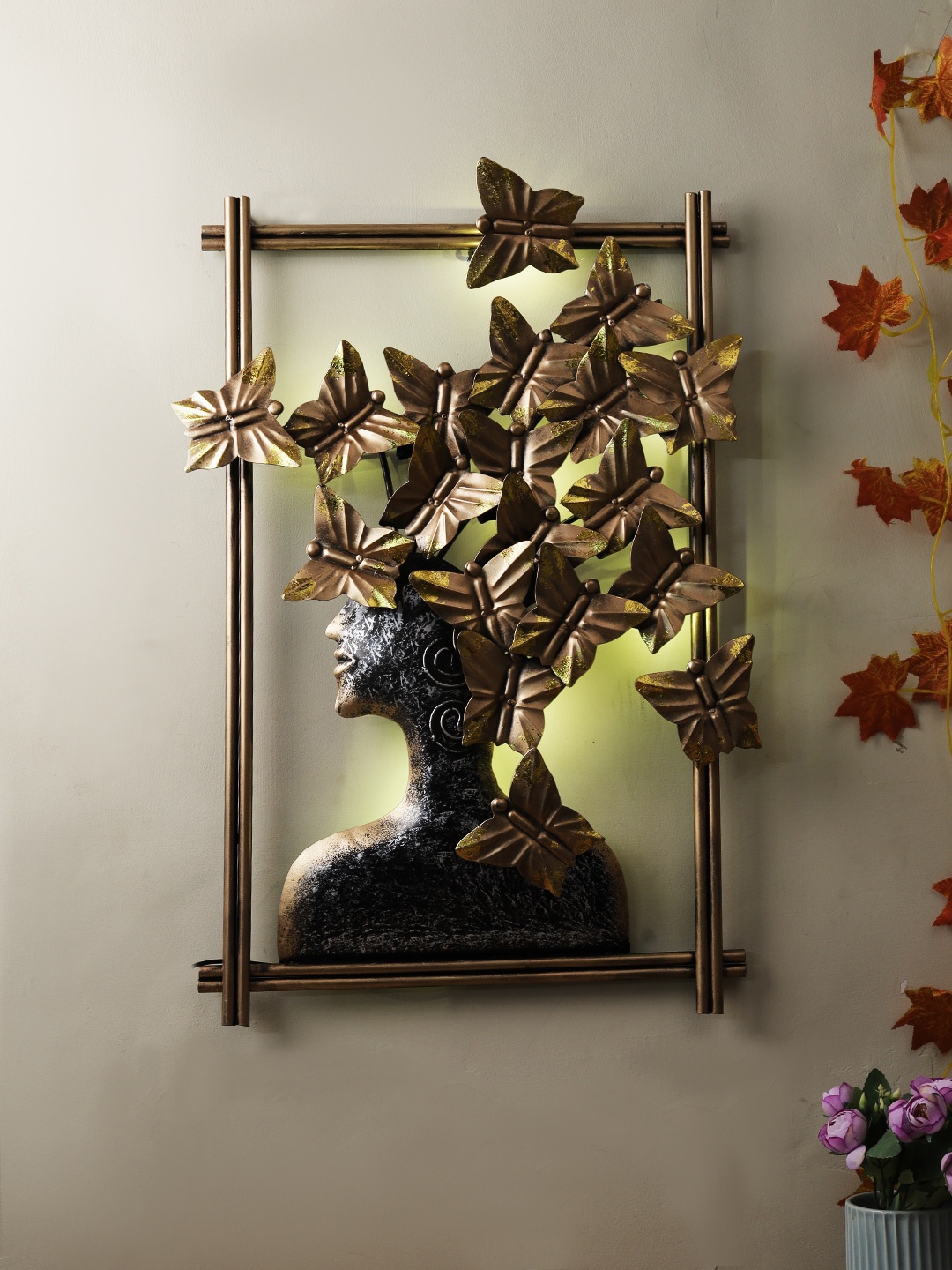 

CraftVatika Gold-Toned Butterfly Women Wall Hanging Showpieces