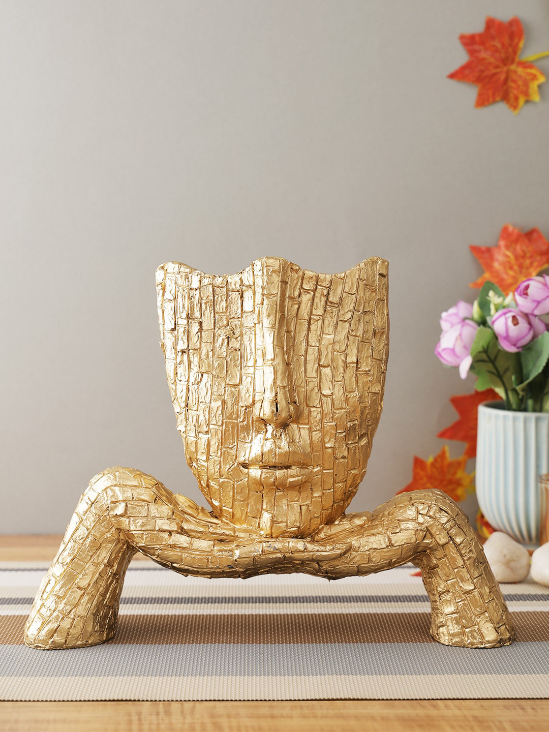 

CraftVatika Off- White Human Face on Hand Showpiece