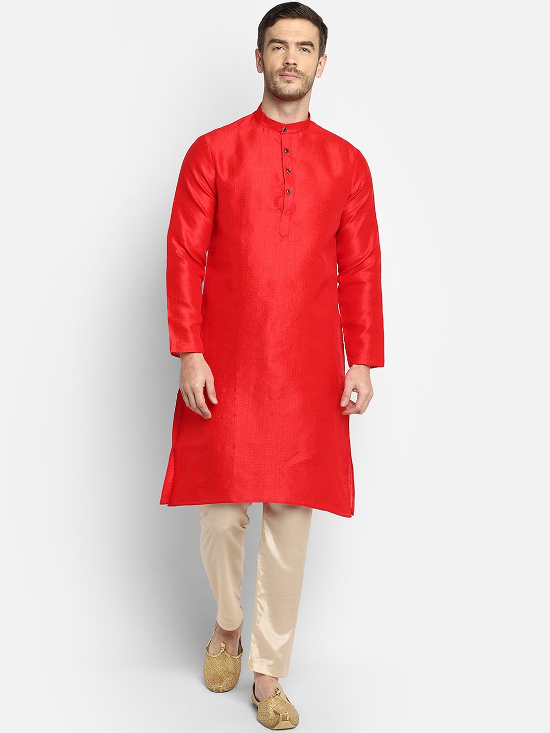 

DEVOILER Men Red Kurta with Pyjamas
