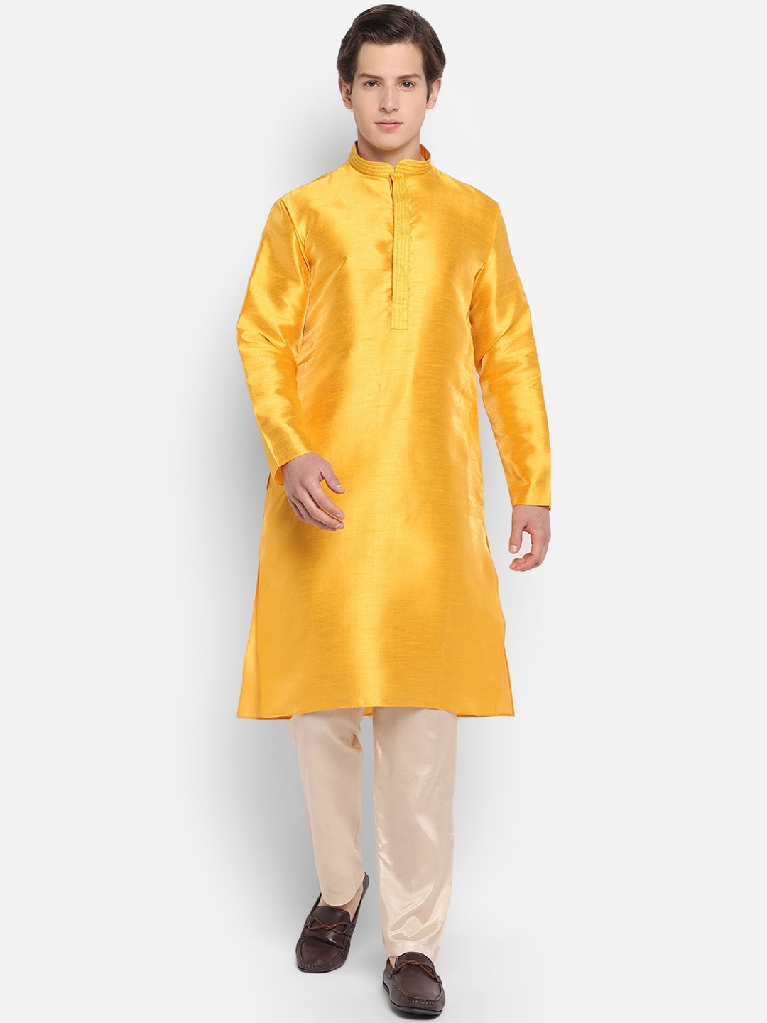 

DEVOILER Men Yellow Kurta with Pyjamas