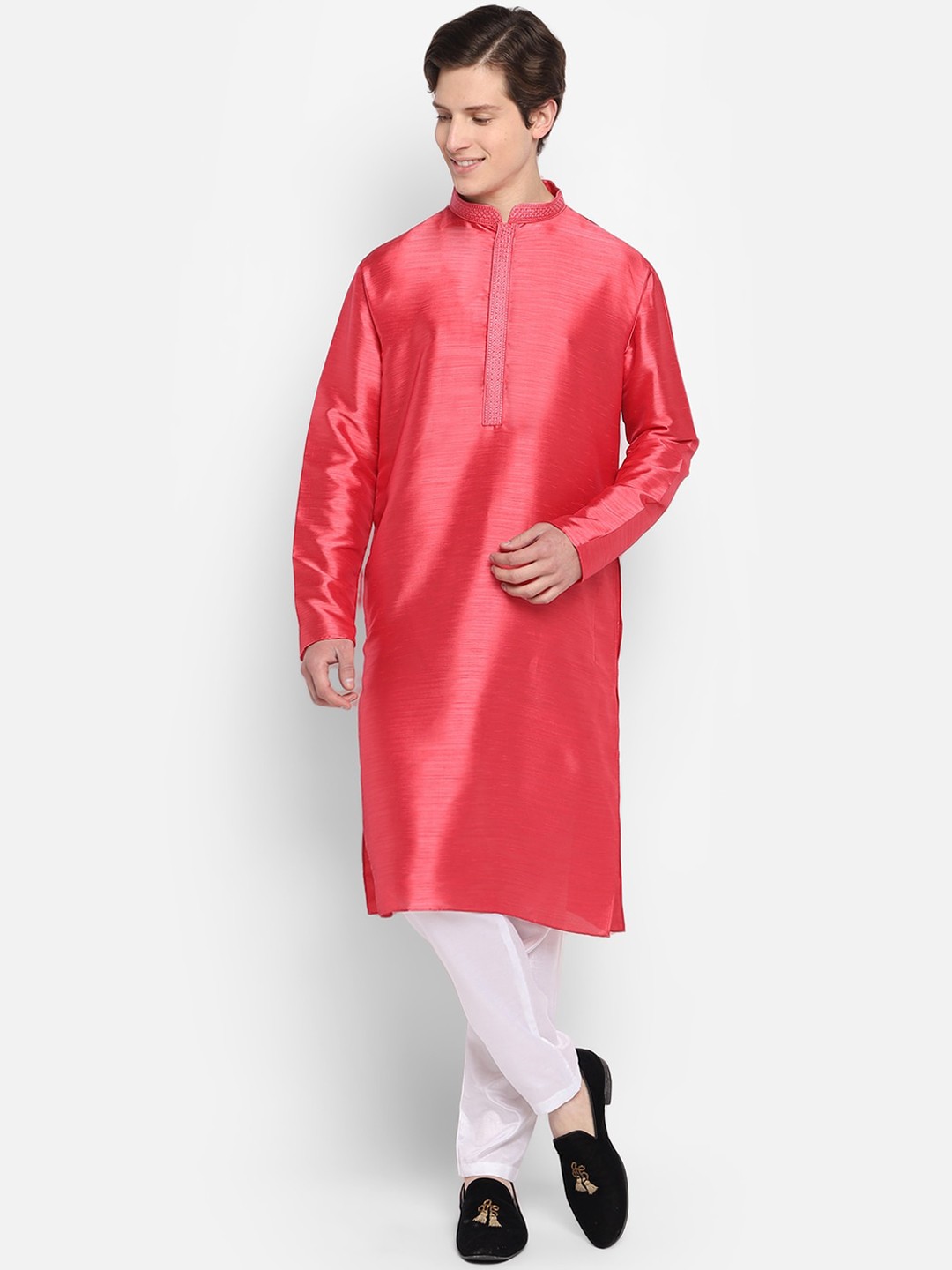 

DEVOILER Men Red Kurta with Pyjamas
